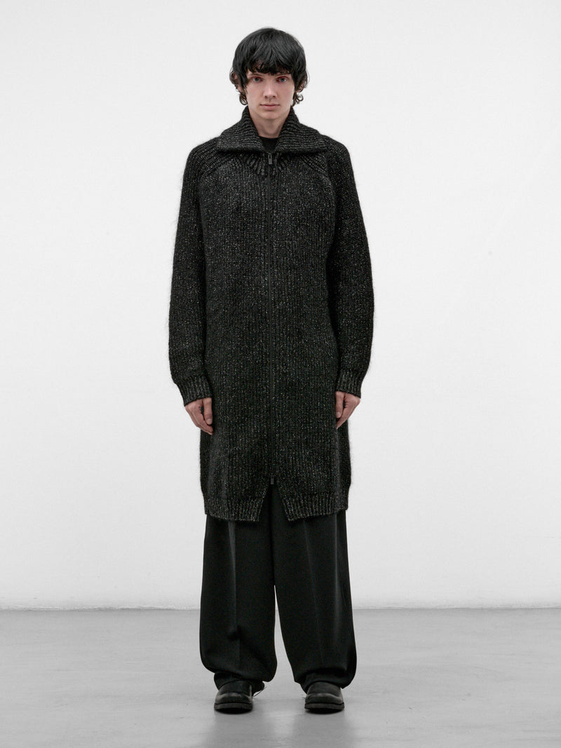 Black Mohair Zio Turtleneck Cardigan (HW-K71-183-BLACK)