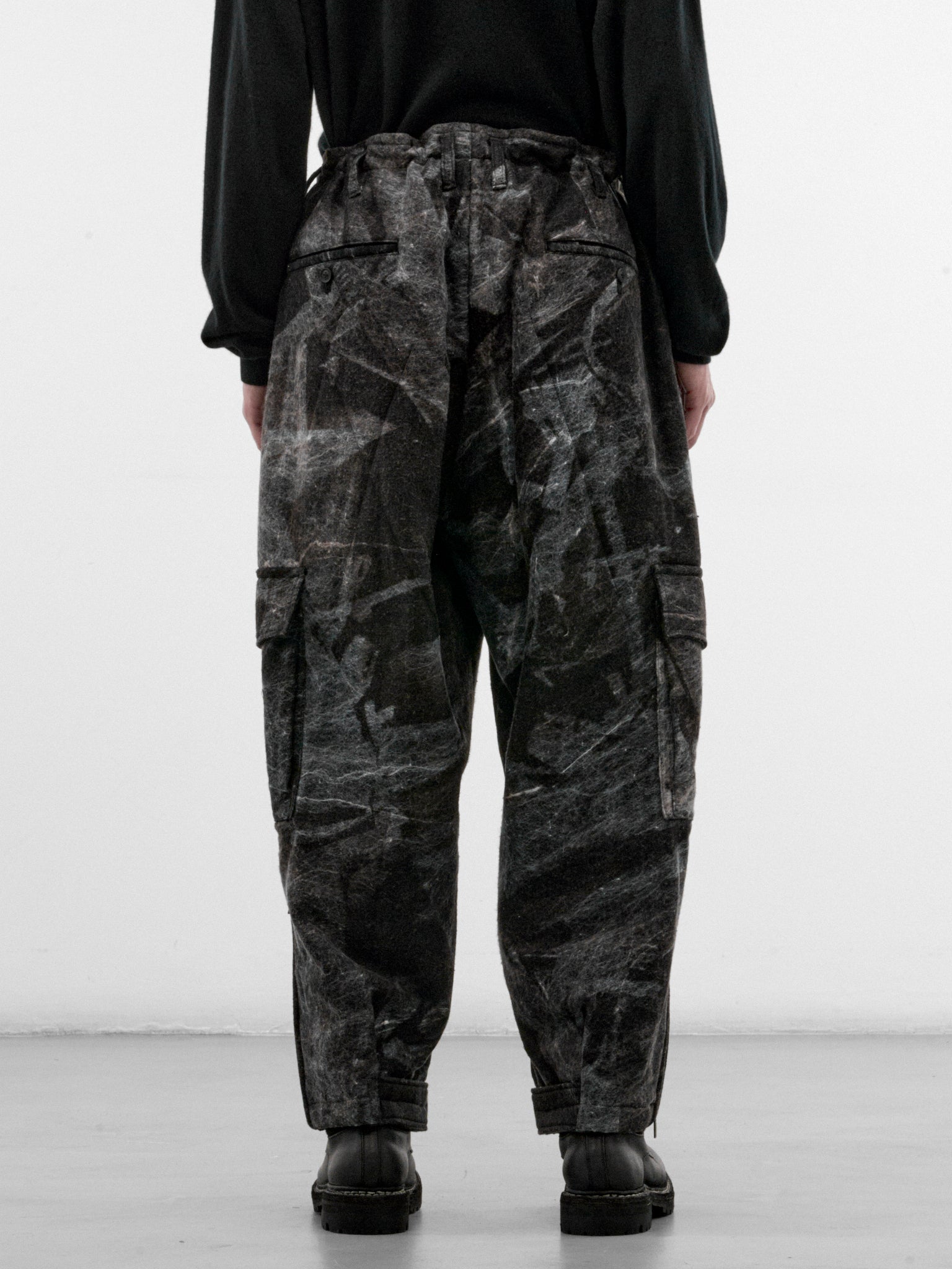 Black Printed Cargo Trousers (HW-P79-924-1-BLACK)