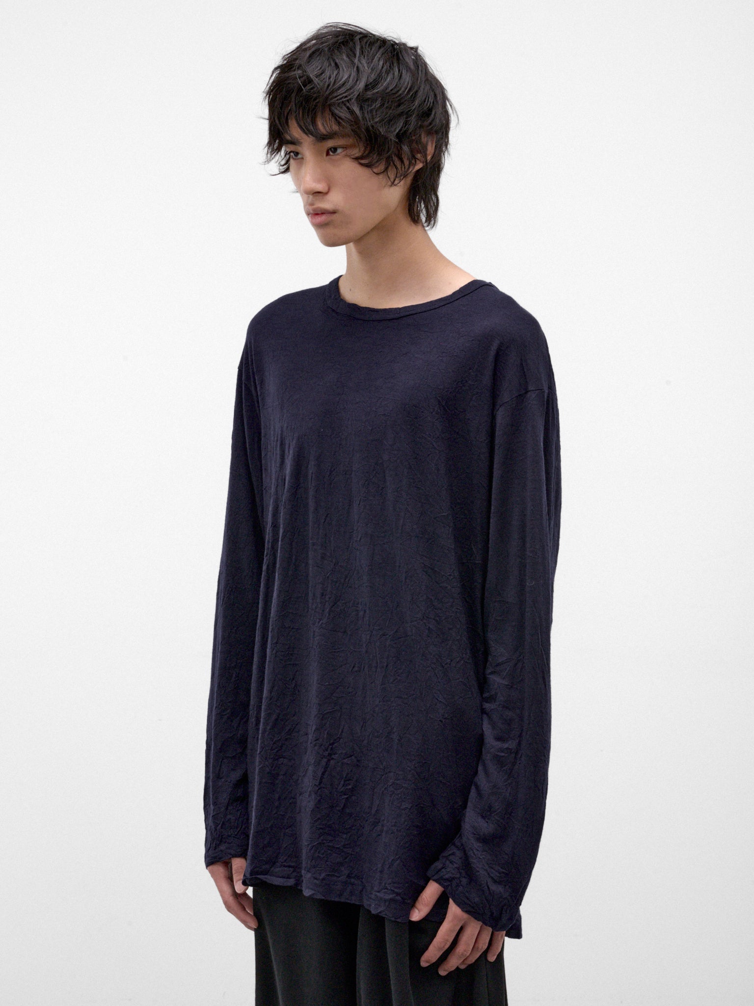 Navy Wool Long Sleeve Tee (HW-T09-171-1-NAVY)