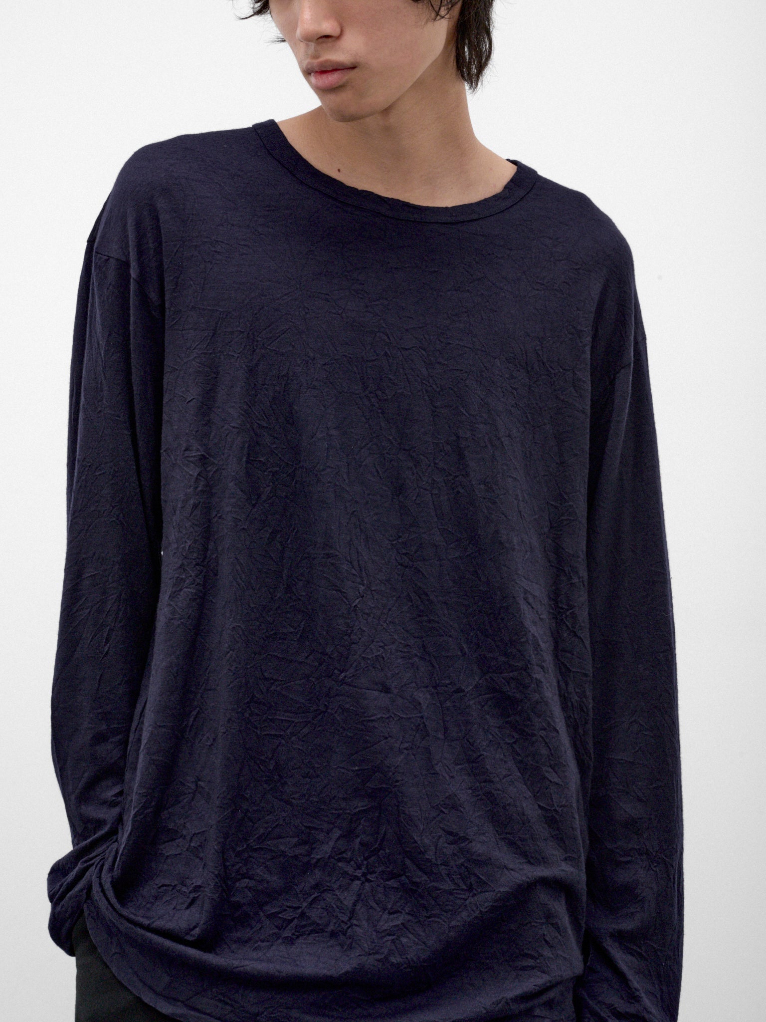 Navy Wool Long Sleeve Tee (HW-T09-171-1-NAVY)