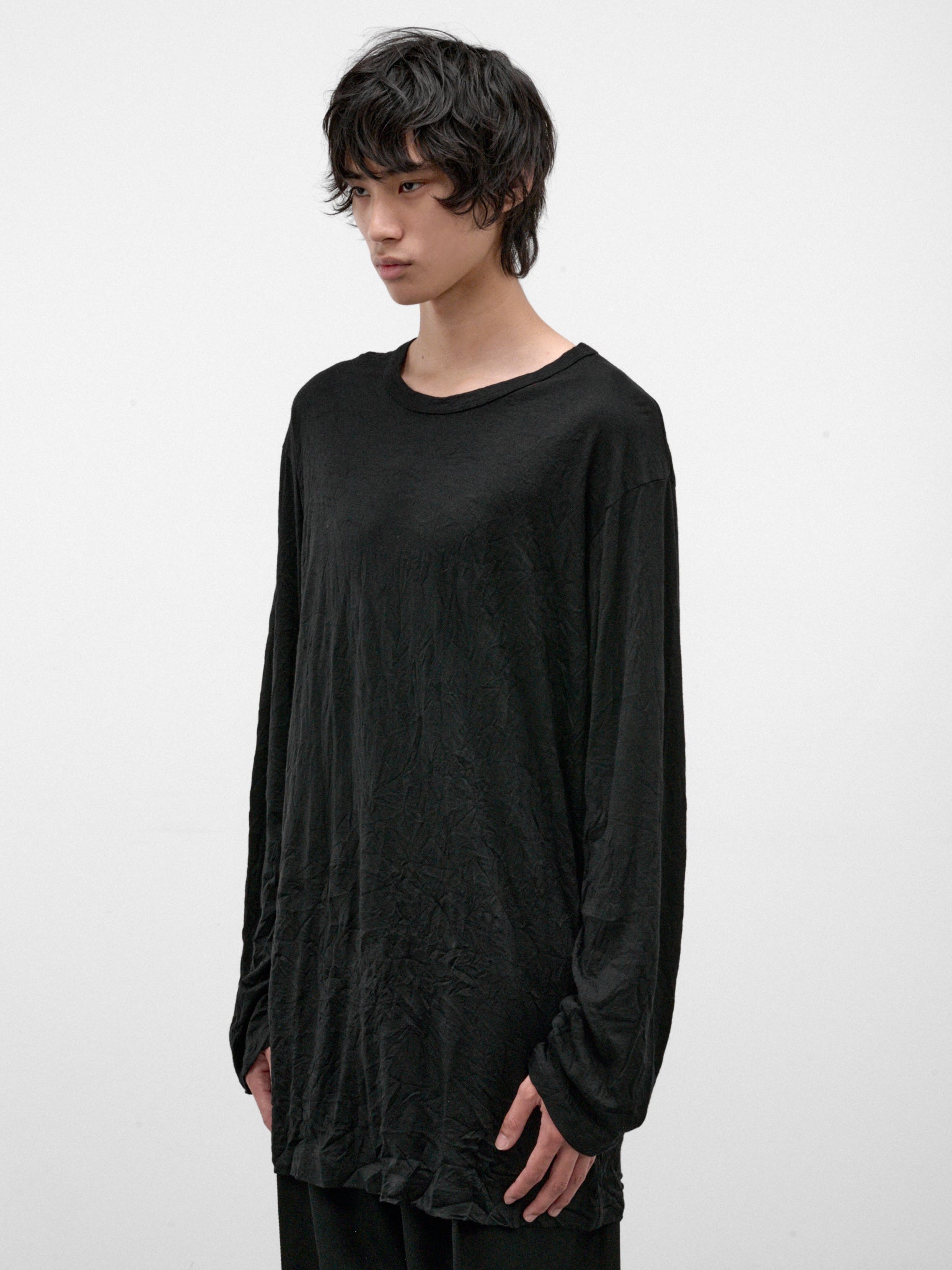 Black Wool Long Sleeve Tee (HW-T09-171-2-BLACK)