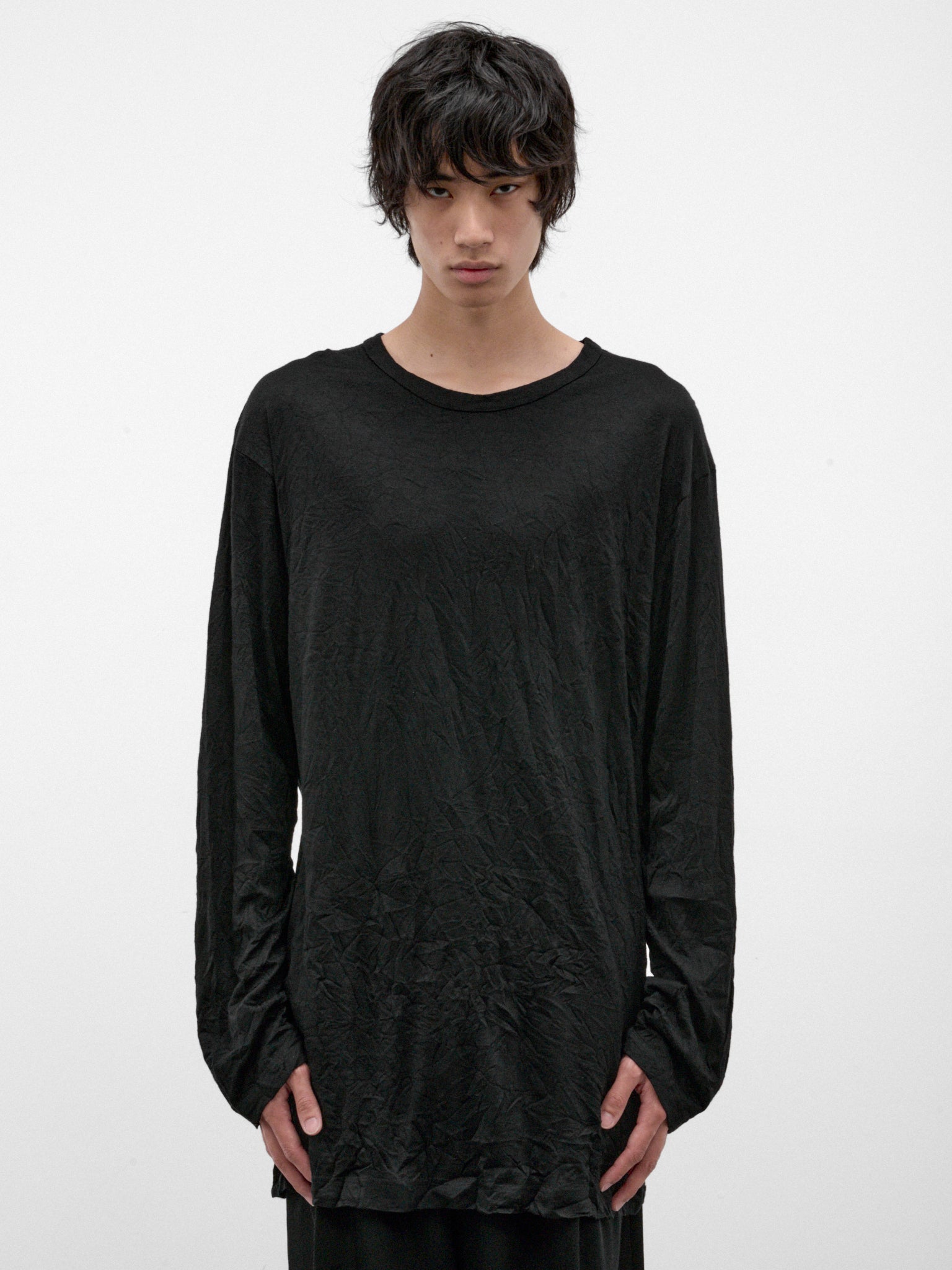 Black Wool Long Sleeve Tee (HW-T09-171-2-BLACK)
