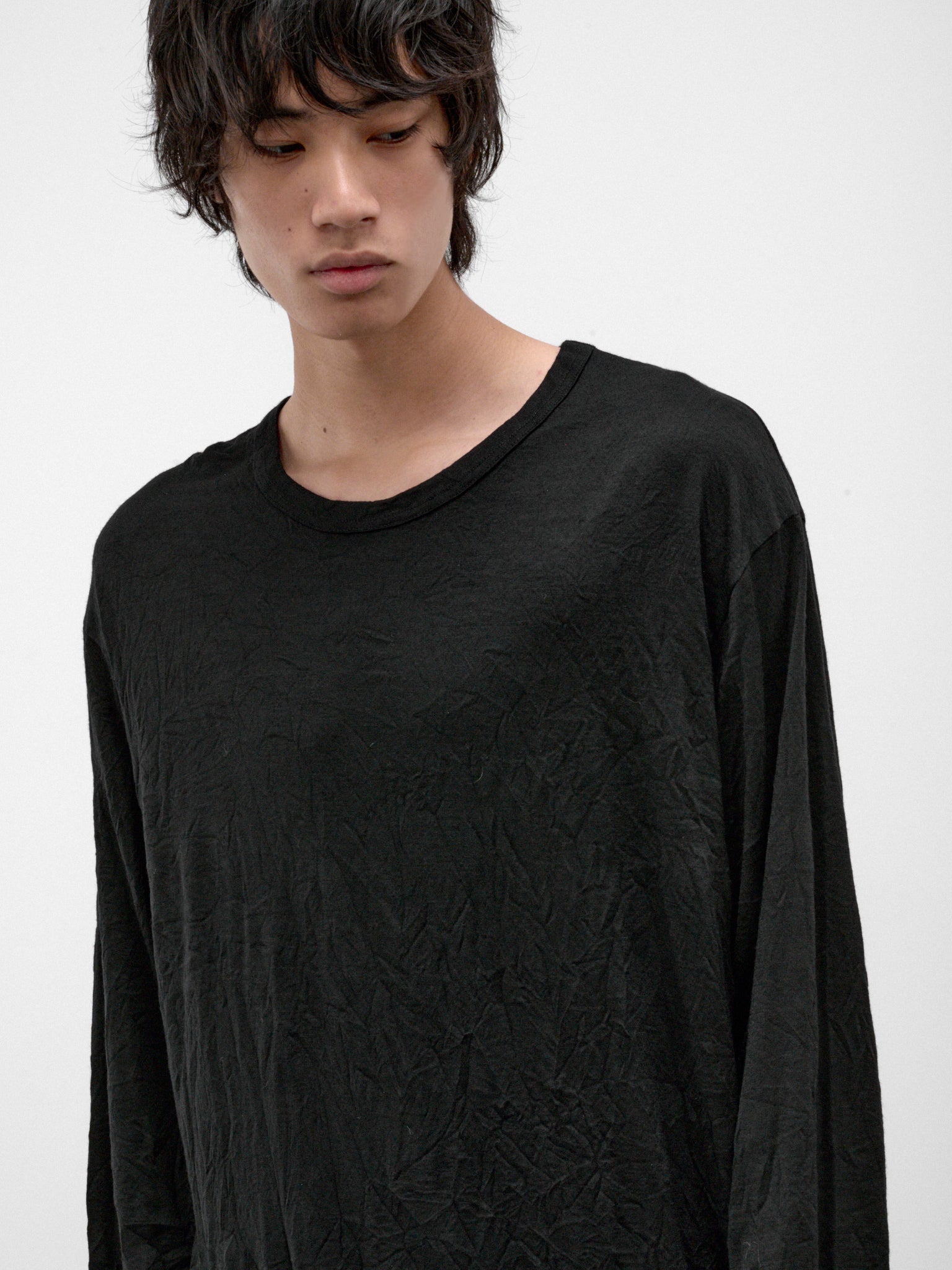 Black Wool Long Sleeve Tee (HW-T09-171-2-BLACK)
