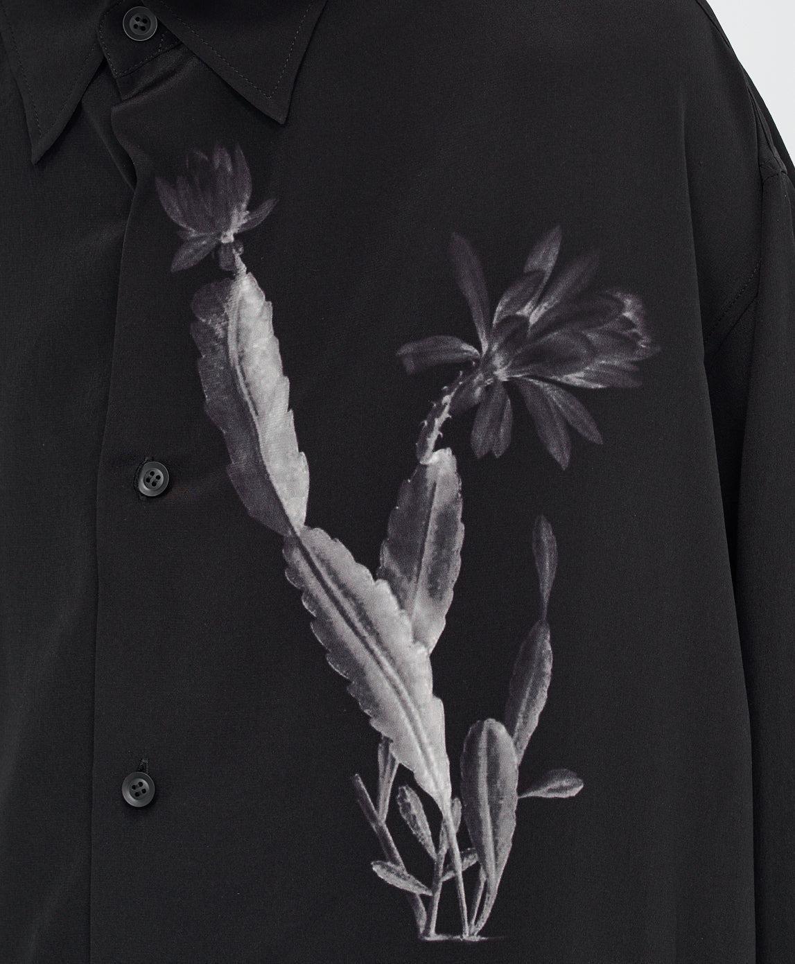 Botanical Silk Shirt (HZ-B65-455-BLACK)