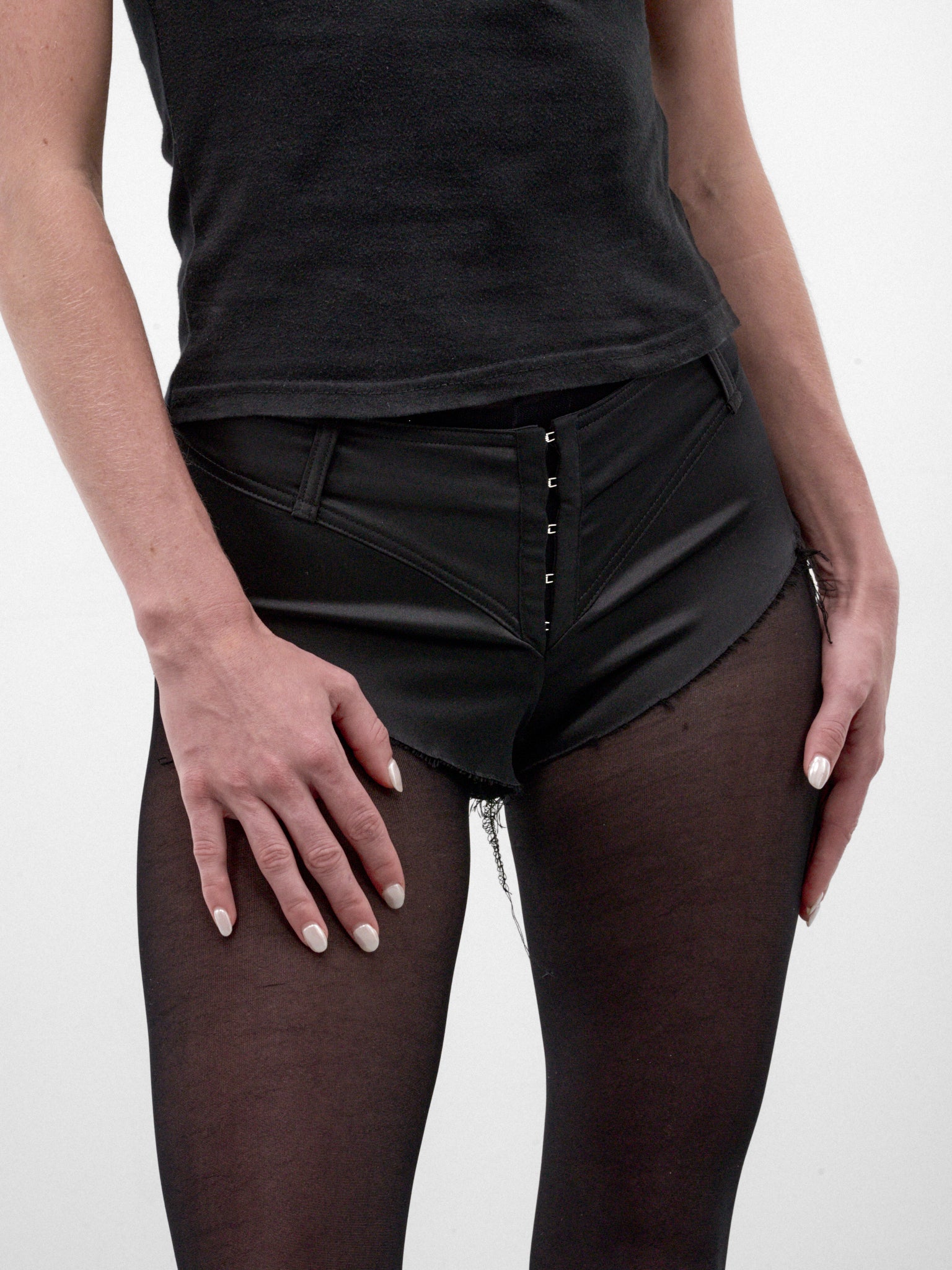Black Hook & Eyelet Micro Shorts (H&E-SHORTS-BLACK)