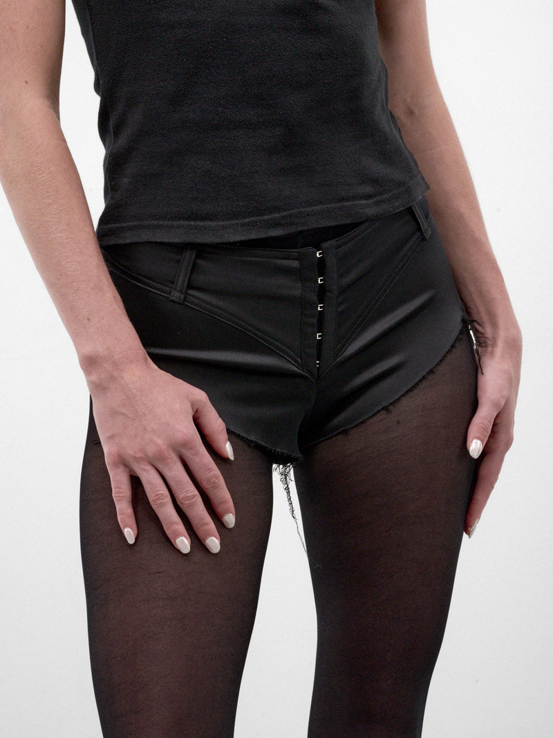 Black Hook & Eyelet Micro Shorts (H&E-SHORTS-BLACK)