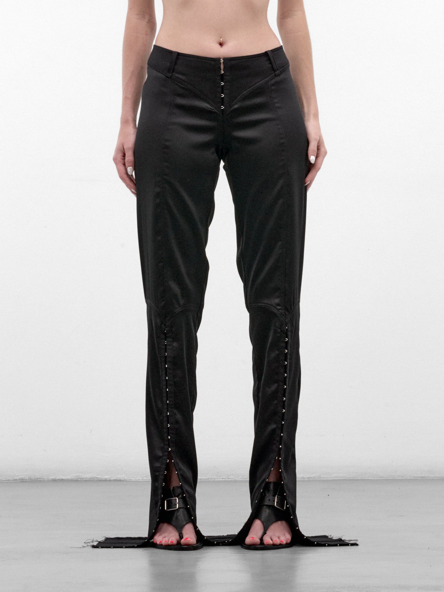 Black Flared Hook & Eyelet Trousers (H&E-TROUSERS-BLACK)