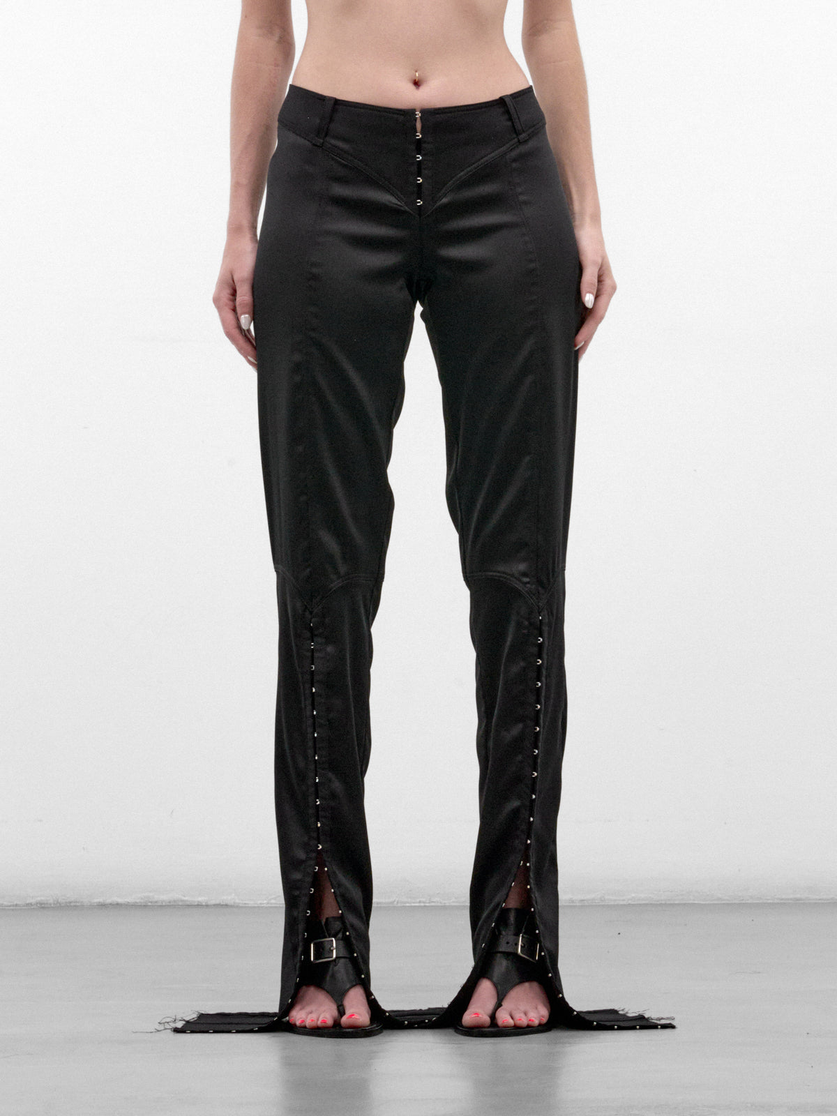 Black Flared Hook & Eyelet Trousers (H&E-TROUSERS-BLACK)
