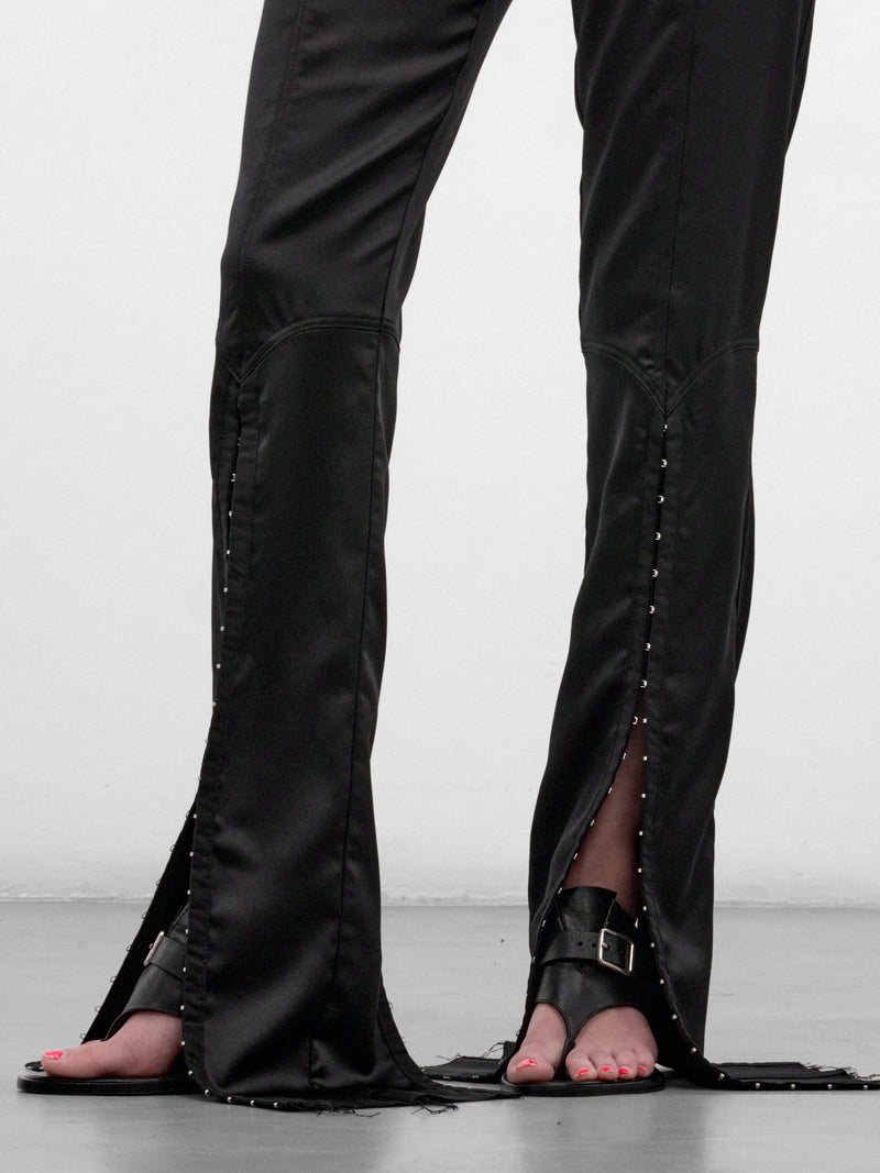 Black Flared Hook & Eyelet Trousers (H&E-TROUSERS-BLACK)