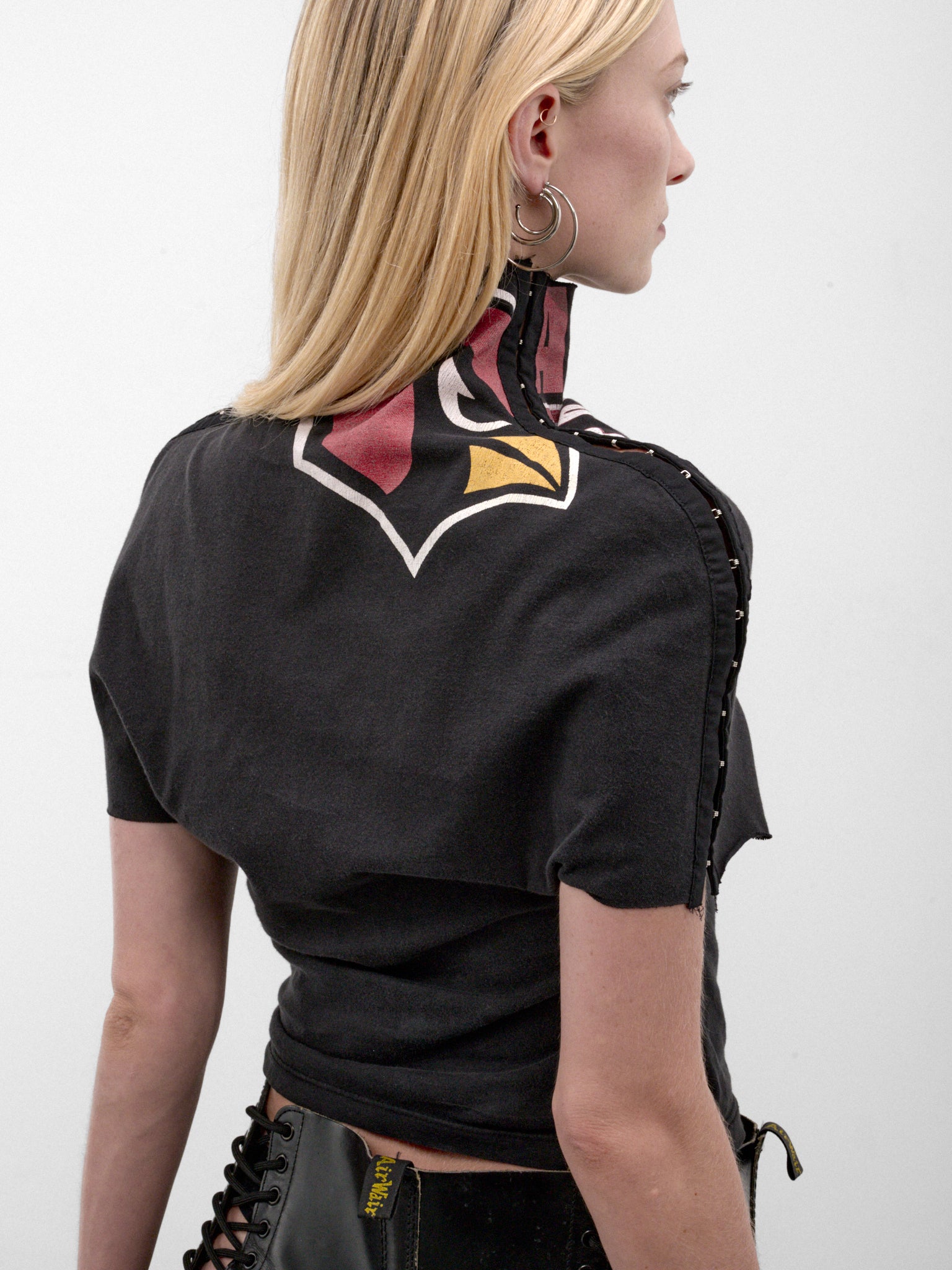 Asymmetric Draped Hook & Eyelet Top (H&E-TS-TOP-BLACK-MULTI)