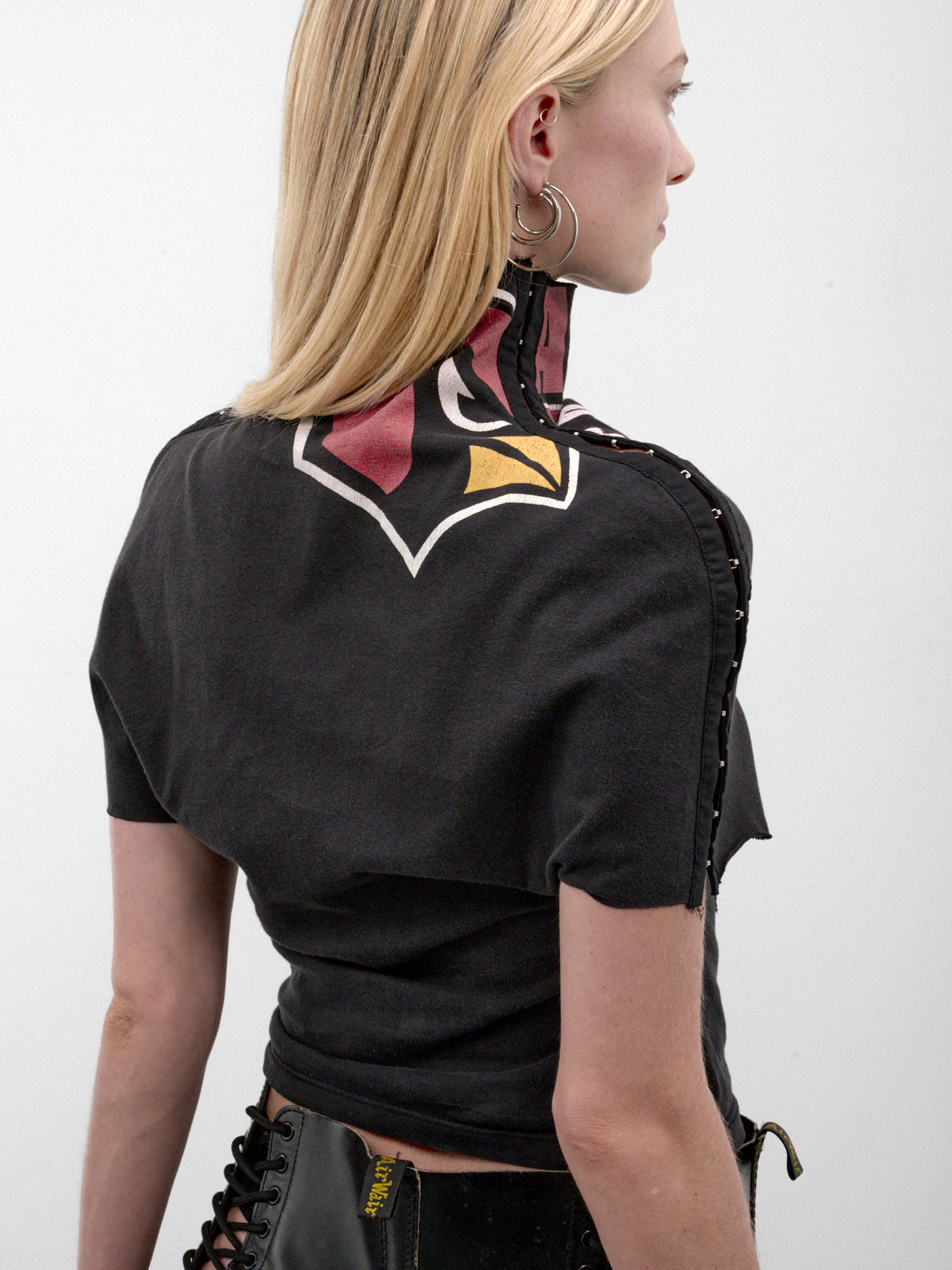 Asymmetric Draped Hook & Eyelet Top (H&E-TS-TOP-BLACK-MULTI)