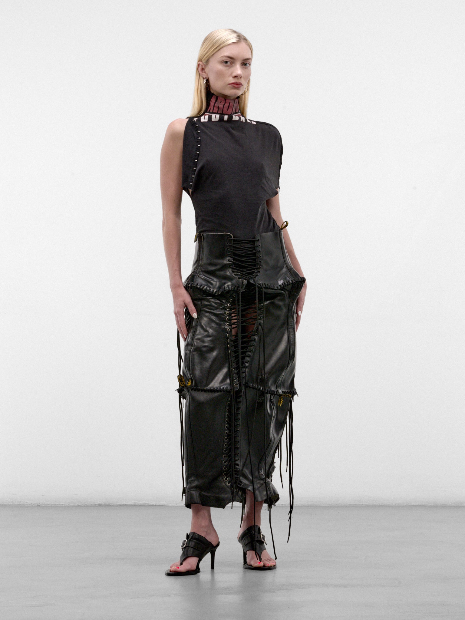 Asymmetric Draped Hook & Eyelet Top (H&E-TS-TOP-BLACK-MULTI)