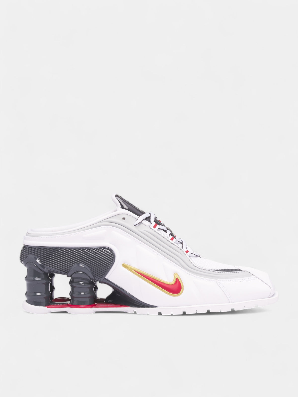 Nike Shox MR4 Mule Sneakers (IM5420-100-WHITE-RED-PLATINUM)