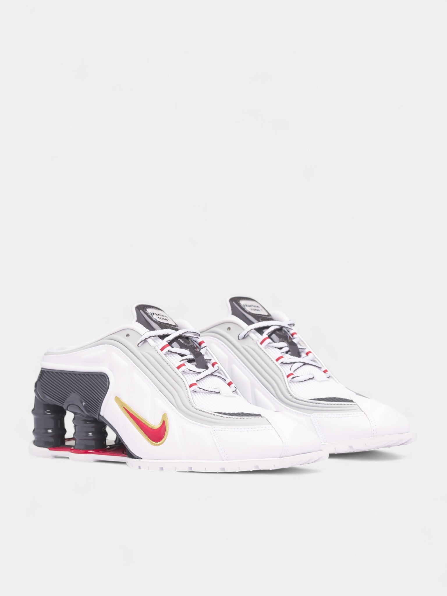 Nike Shox MR4 Mule Sneakers (IM5420-100-WHITE-RED-PLATINUM)