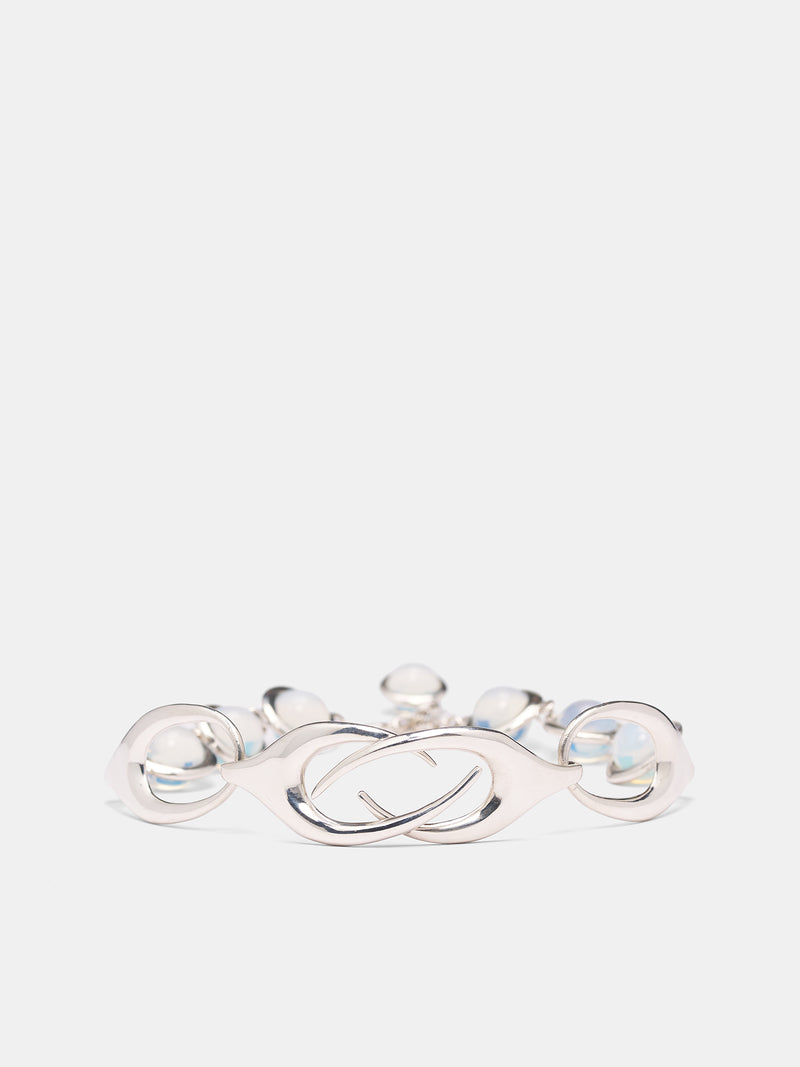 Sterling Silver Opaline Infinity Necklace (INFINITY-NECKLACE-WHITE-LABRAD)