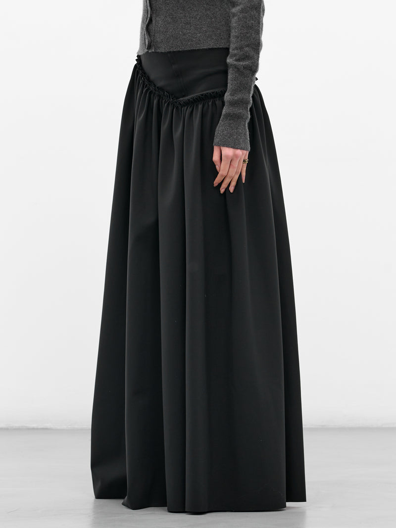 Black Asymmetric Gown Maxi Skrit (IOFW25SK06-BLACK)