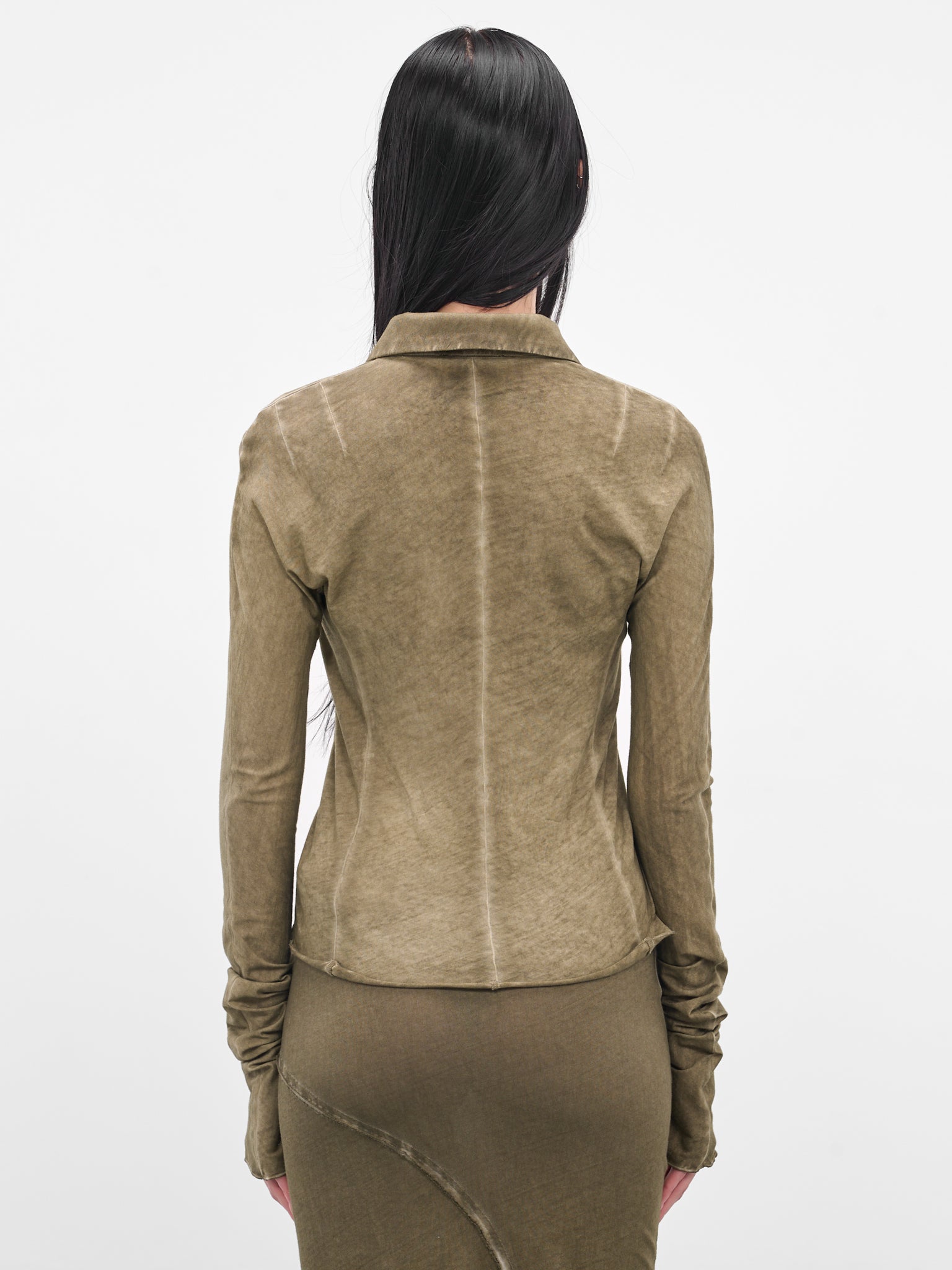 Olive Jersey Button-Up Shirt (IOFW25ST04A-1-DARK-OLIVE)