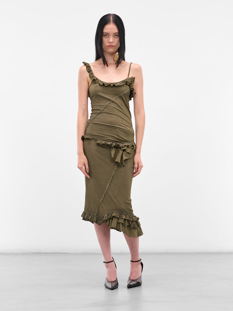 Olive Cotton Ruffle Tank Top (IOFW25ST05A-2-DARK-OLIVE)