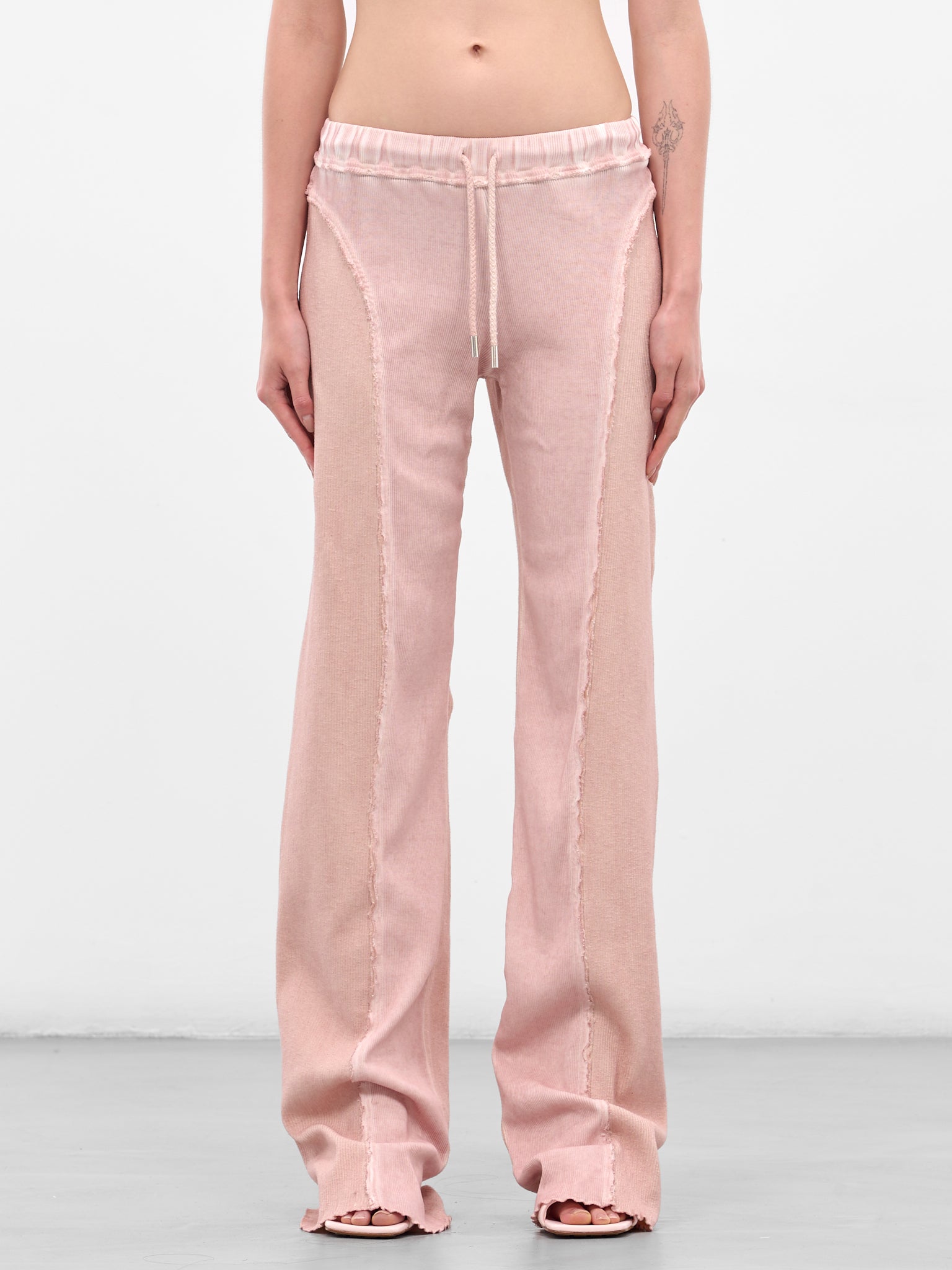 Pink Rib-Knit Paneled Trackpants (IOFW25TR04-2-ROSE-QUARTZ)