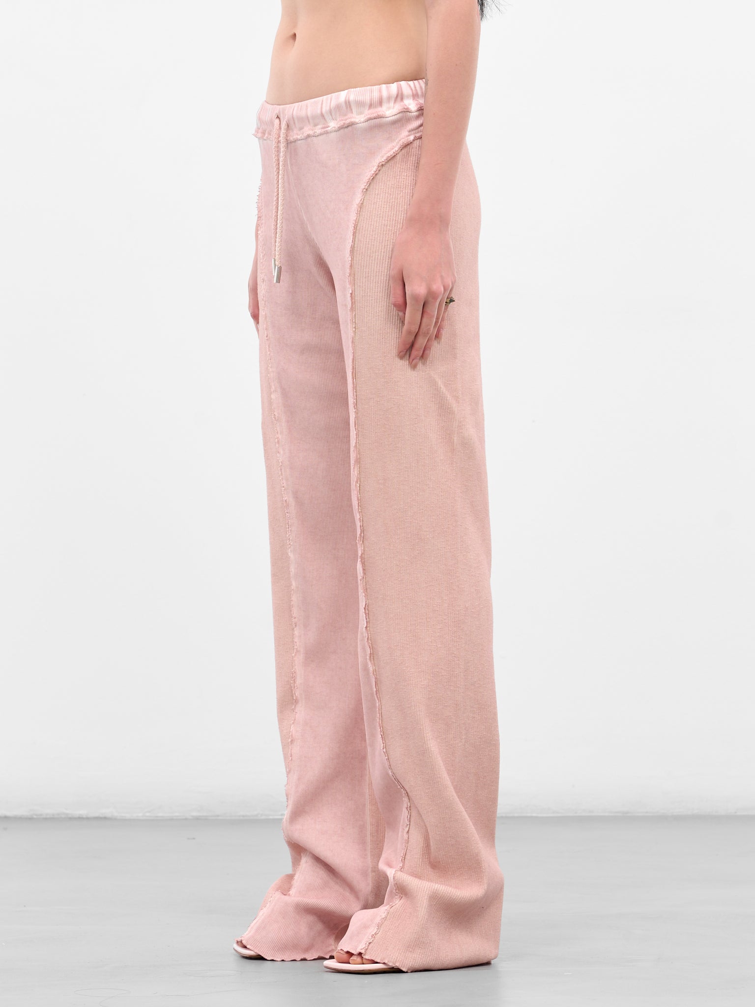 Pink Rib-Knit Paneled Trackpants (IOFW25TR04-2-ROSE-QUARTZ)