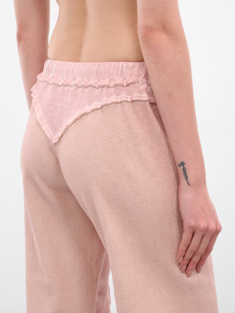Pink Rib-Knit Paneled Trackpants (IOFW25TR04-2-ROSE-QUARTZ)