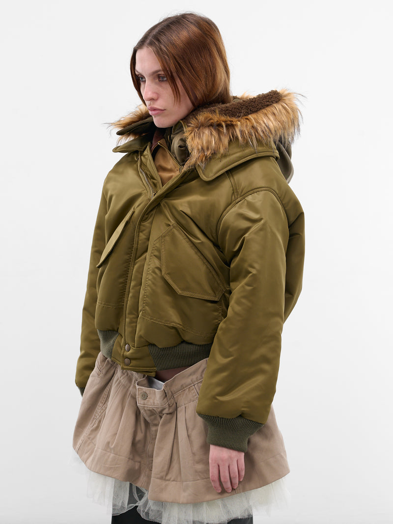 Green Triple Layer Bomber Jacket (J01FW5-ARMY-GREEN)