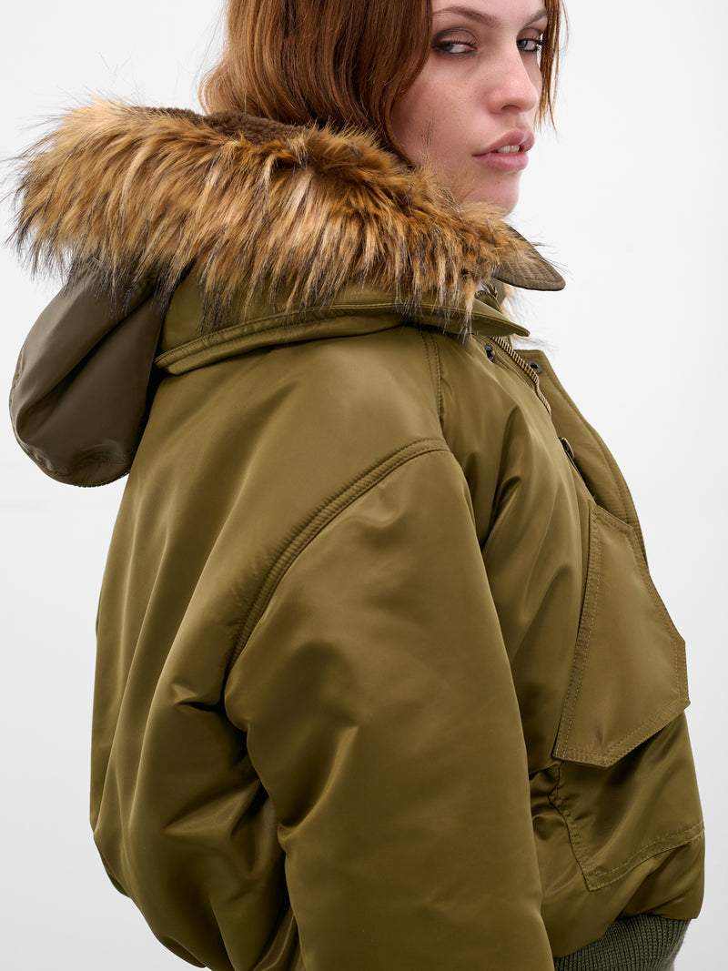 Green Triple Layer Bomber Jacket (J01FW5-ARMY-GREEN)