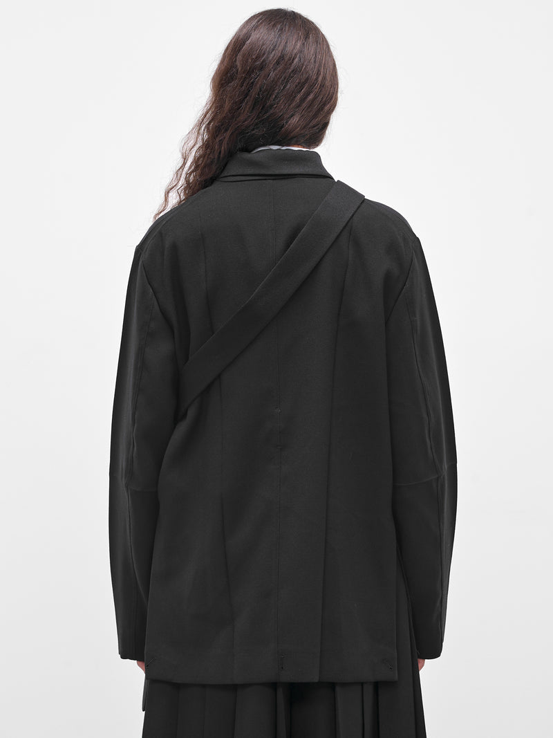 Black Gabardine Safari Origami Jacket (J030-W040-BLACK)