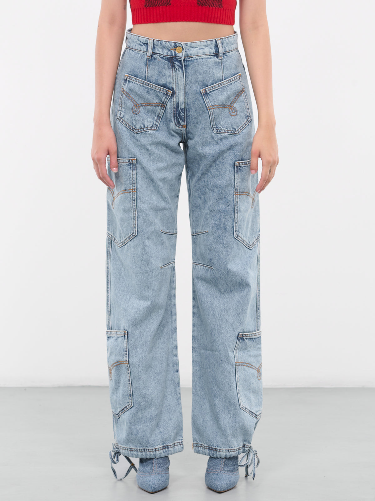 Multi-Pocket Denim Pants (J0308-8736-LIGHT-BLUE)