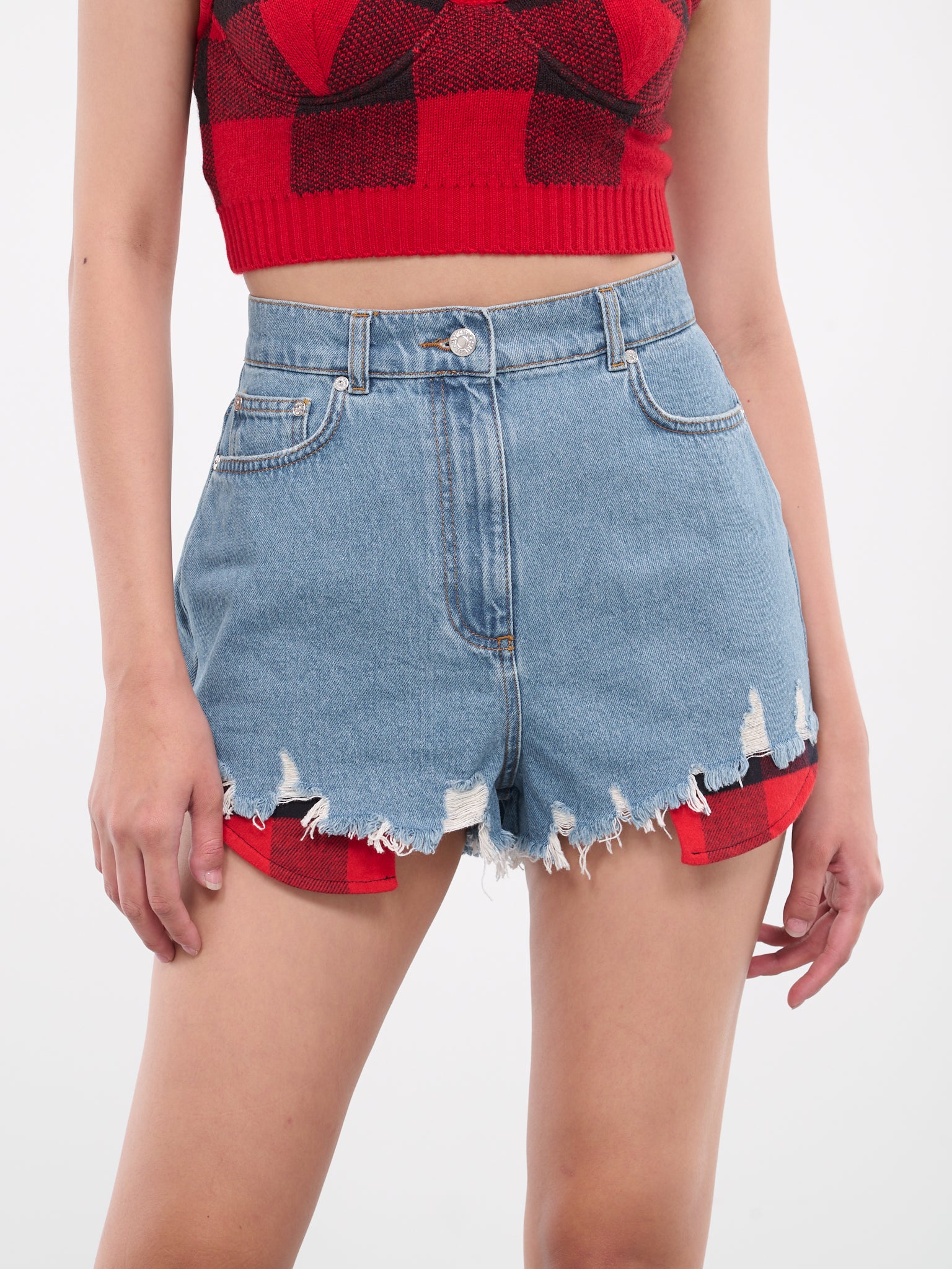 Check Denim Shorts (J0309-8737-BLUE)