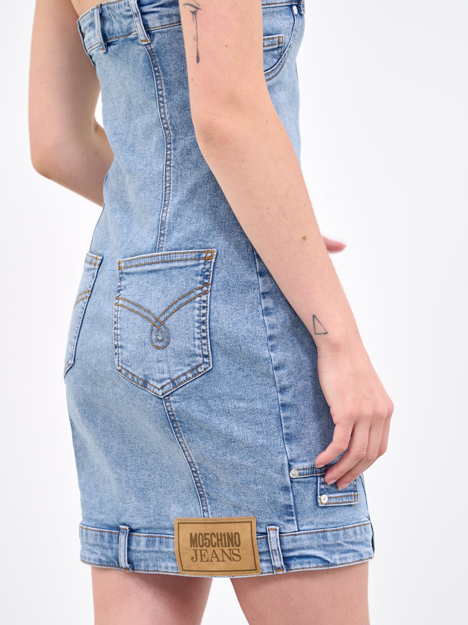 Denim Bustier Mini Dress (J0407-8238-1295-BLUE) Denim Bustier Mini Dress (J0407-8238-1295-BLUE)