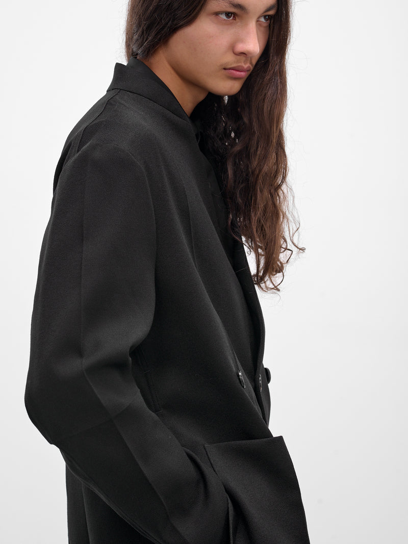 Black Wool Lapelless Origami Jacket (J043-W040-BLACK)