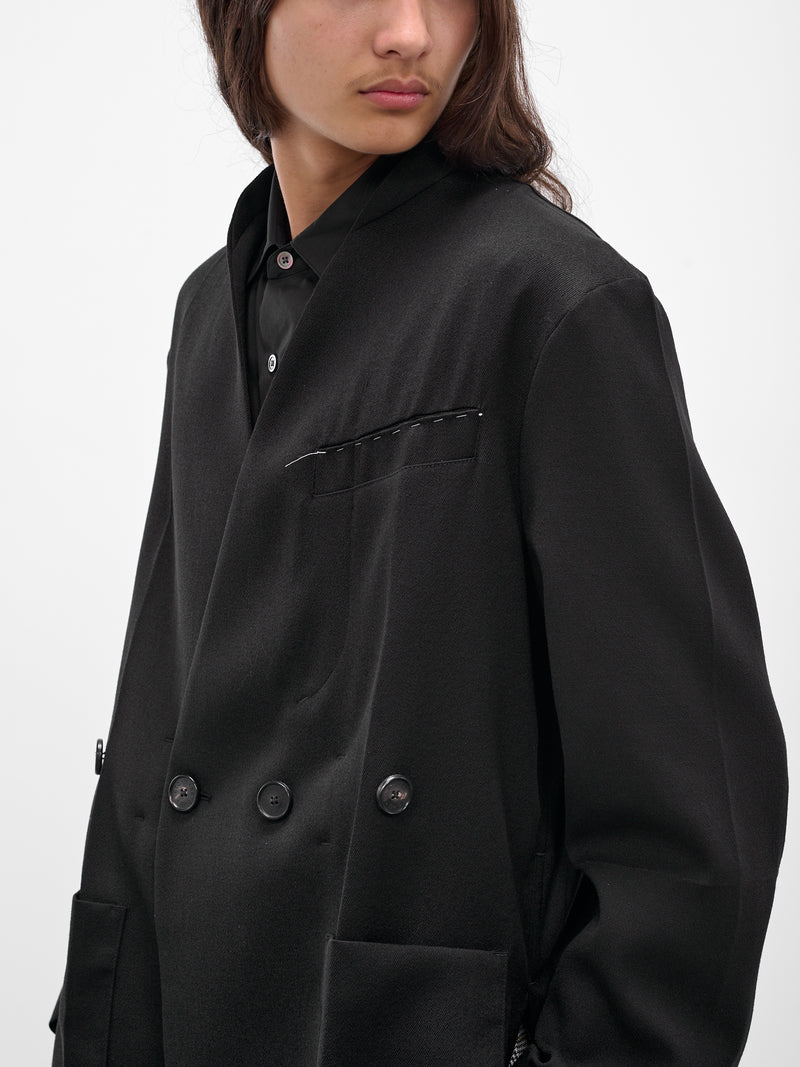 Black Wool Lapelless Origami Jacket (J043-W040-BLACK)
