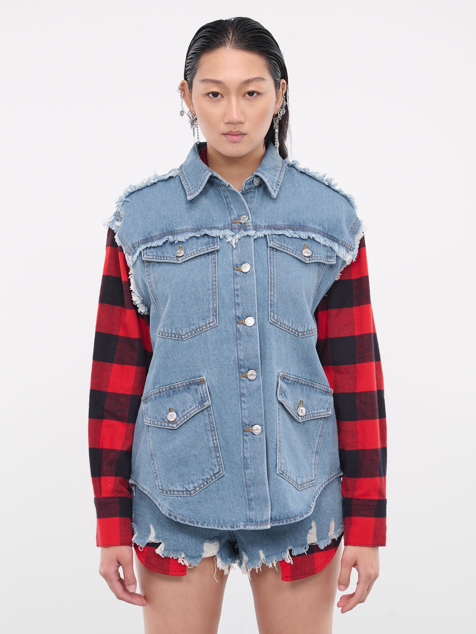 Check Denim Shirt (J0508-8737-BLUE)