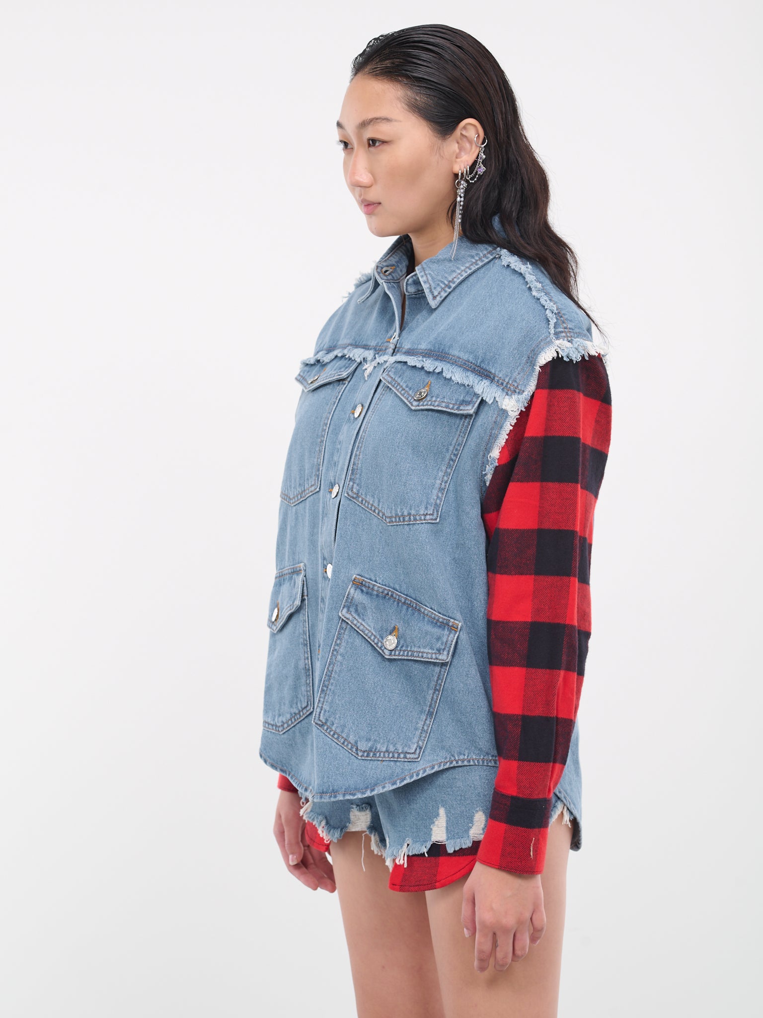 Check Denim Shirt (J0508-8737-BLUE)