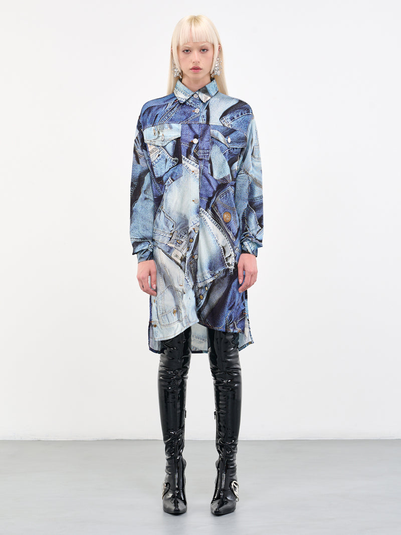 MOSCHINO JEANS Denim Print Shirt Dress | H.Lorenzo - front