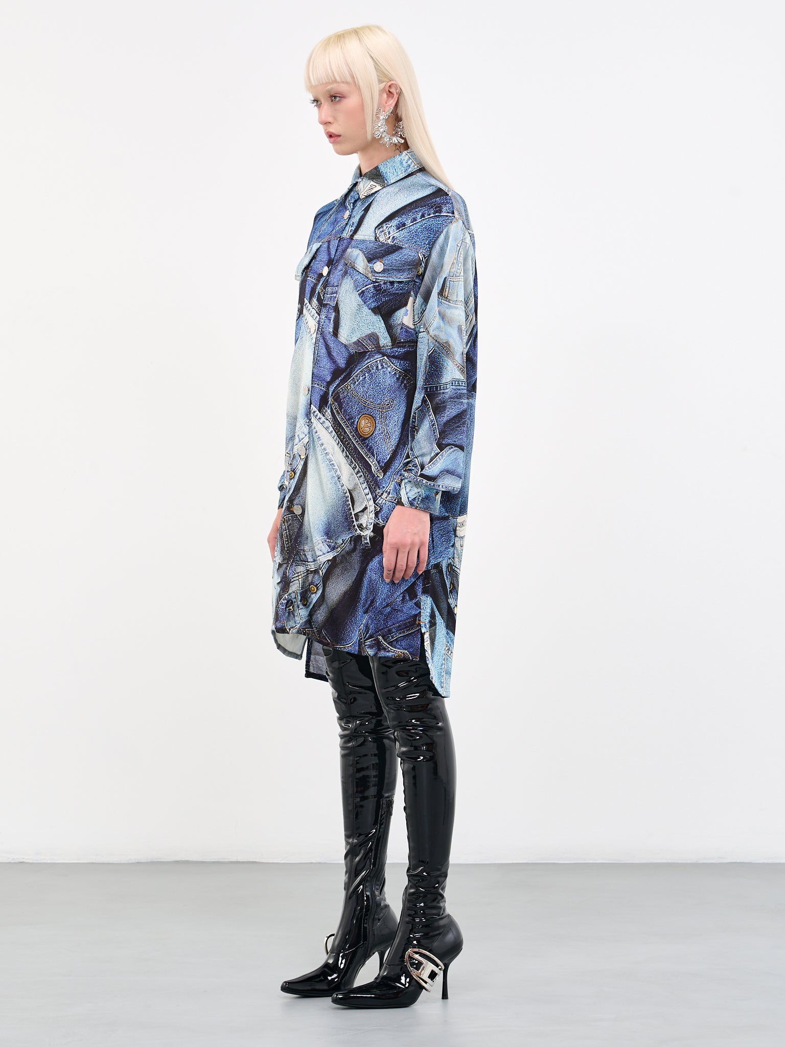 MOSCHINO JEANS Denim Print Shirt Dress | H.Lorenzo - side