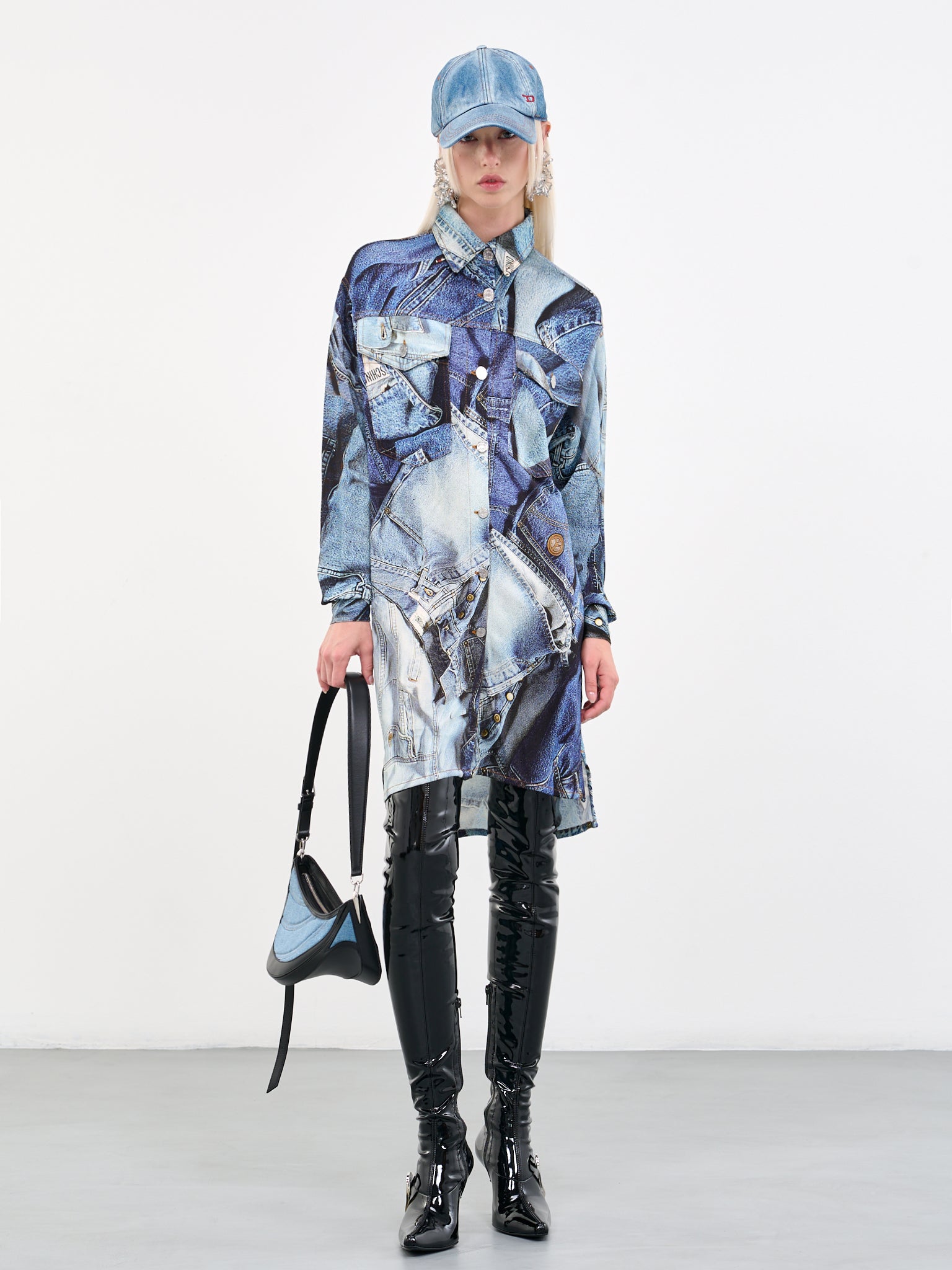MOSCHINO JEANS Denim Print Shirt Dress | H.Lorenzo - styled