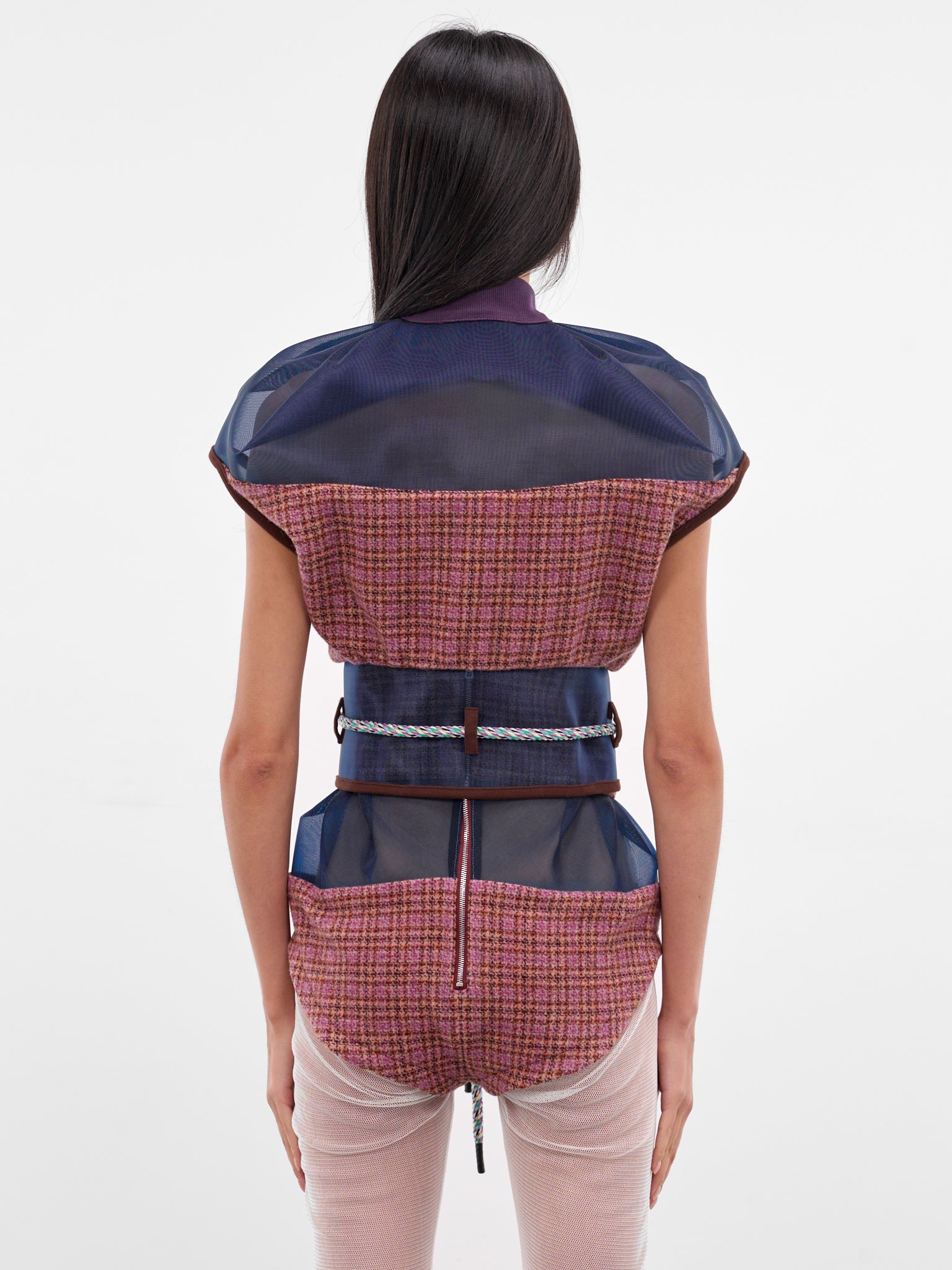 Eartha Fitted Tweed-Mesh Gilet (J06-47-ROSEWOOD-TWEED)