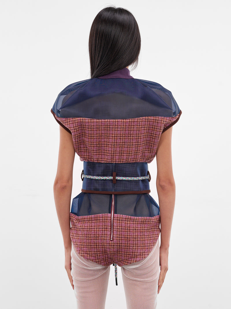 Eartha Fitted Tweed-Mesh Gilet (J06-47-ROSEWOOD-TWEED)