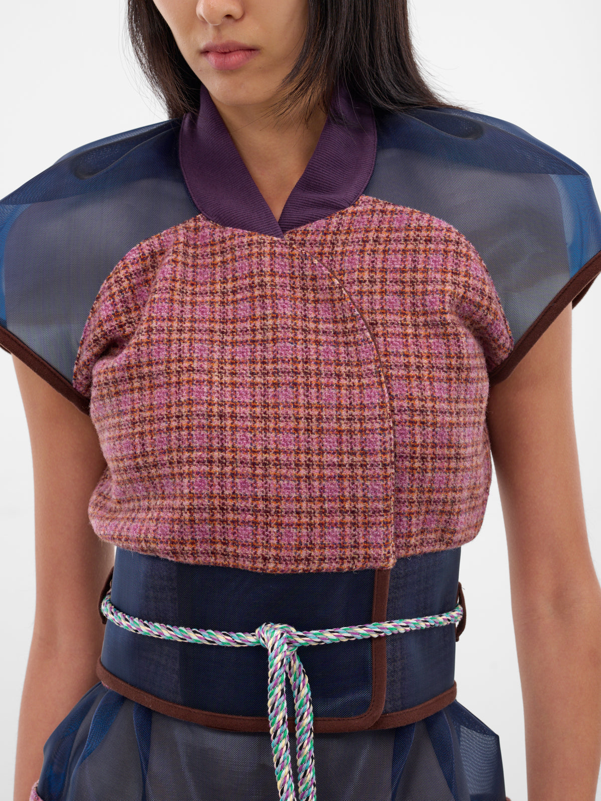 Eartha Fitted Tweed-Mesh Gilet (J06-47-ROSEWOOD-TWEED)