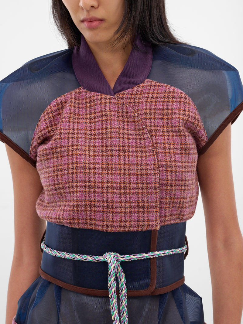 Eartha Fitted Tweed-Mesh Gilet (J06-47-ROSEWOOD-TWEED)