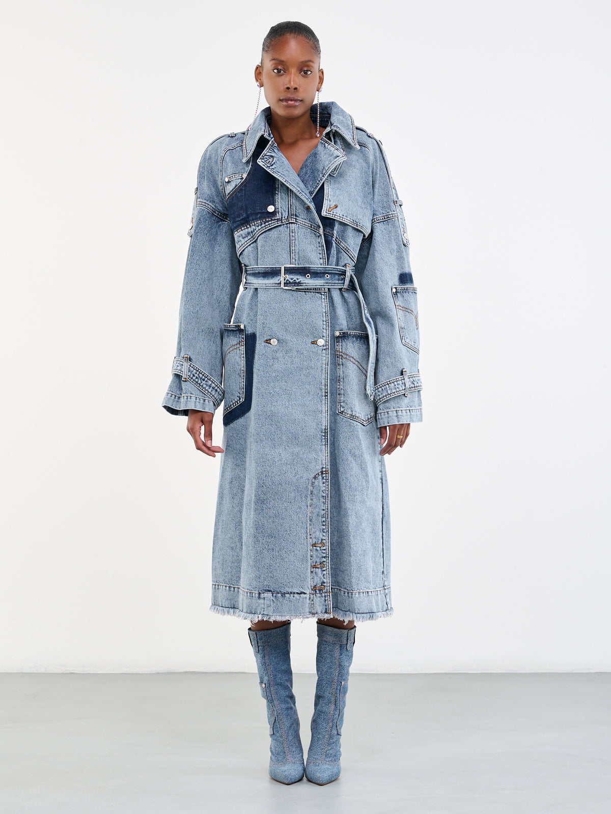 Overdyed Denim Trench Coat (J0619-8235-1283-BLUE)