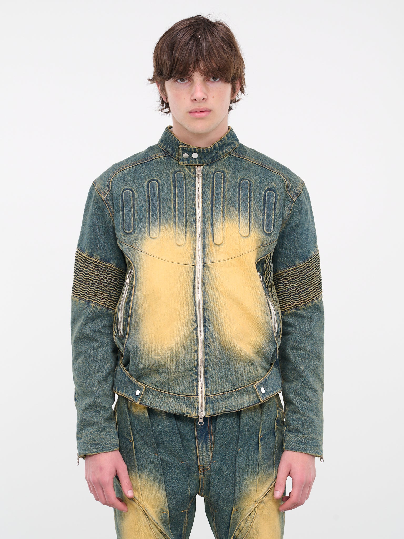 Embossed Denim Jacket (J08-WASHED-GREEN)