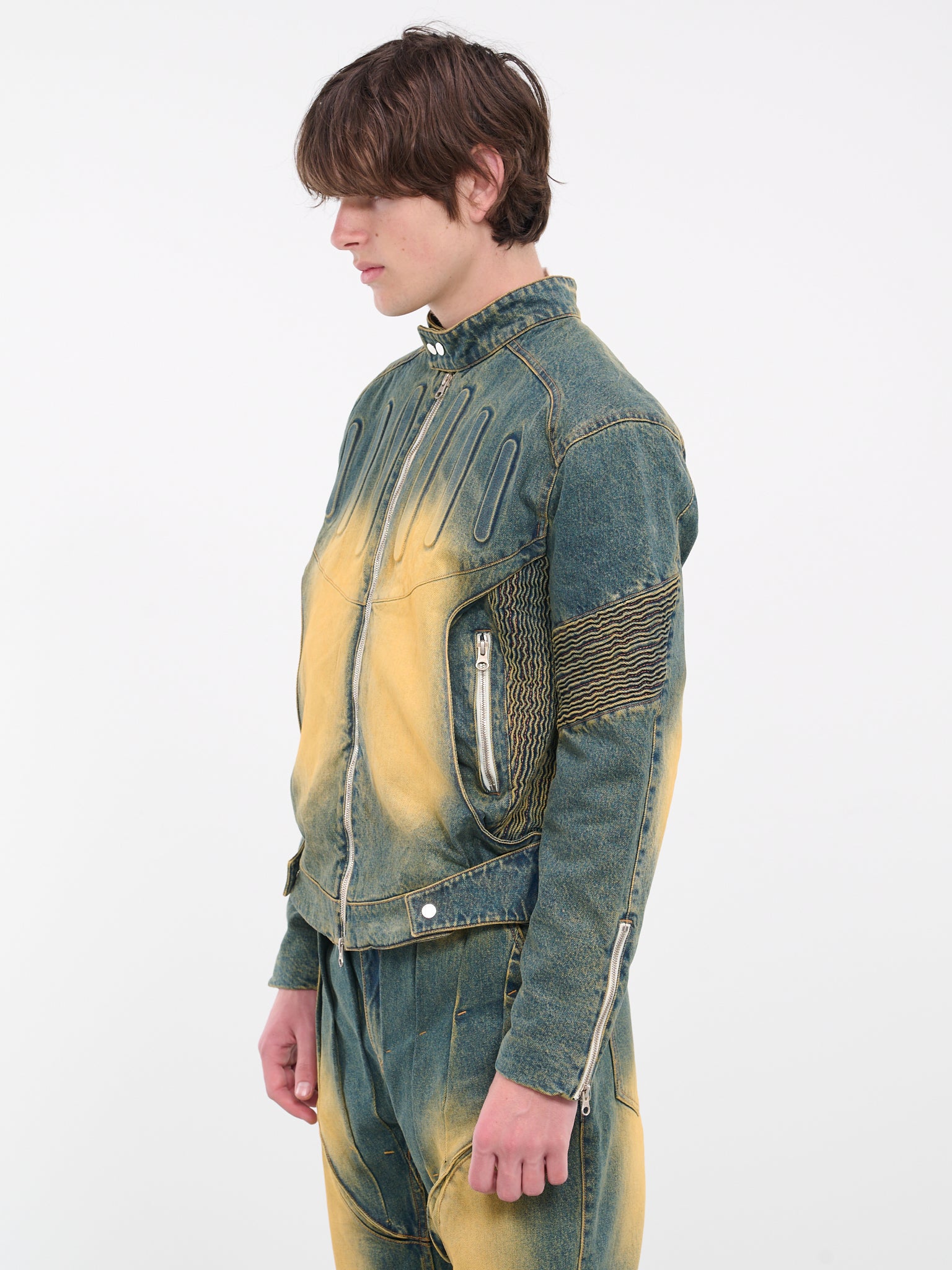 Embossed Denim Jacket (J08-WASHED-GREEN)