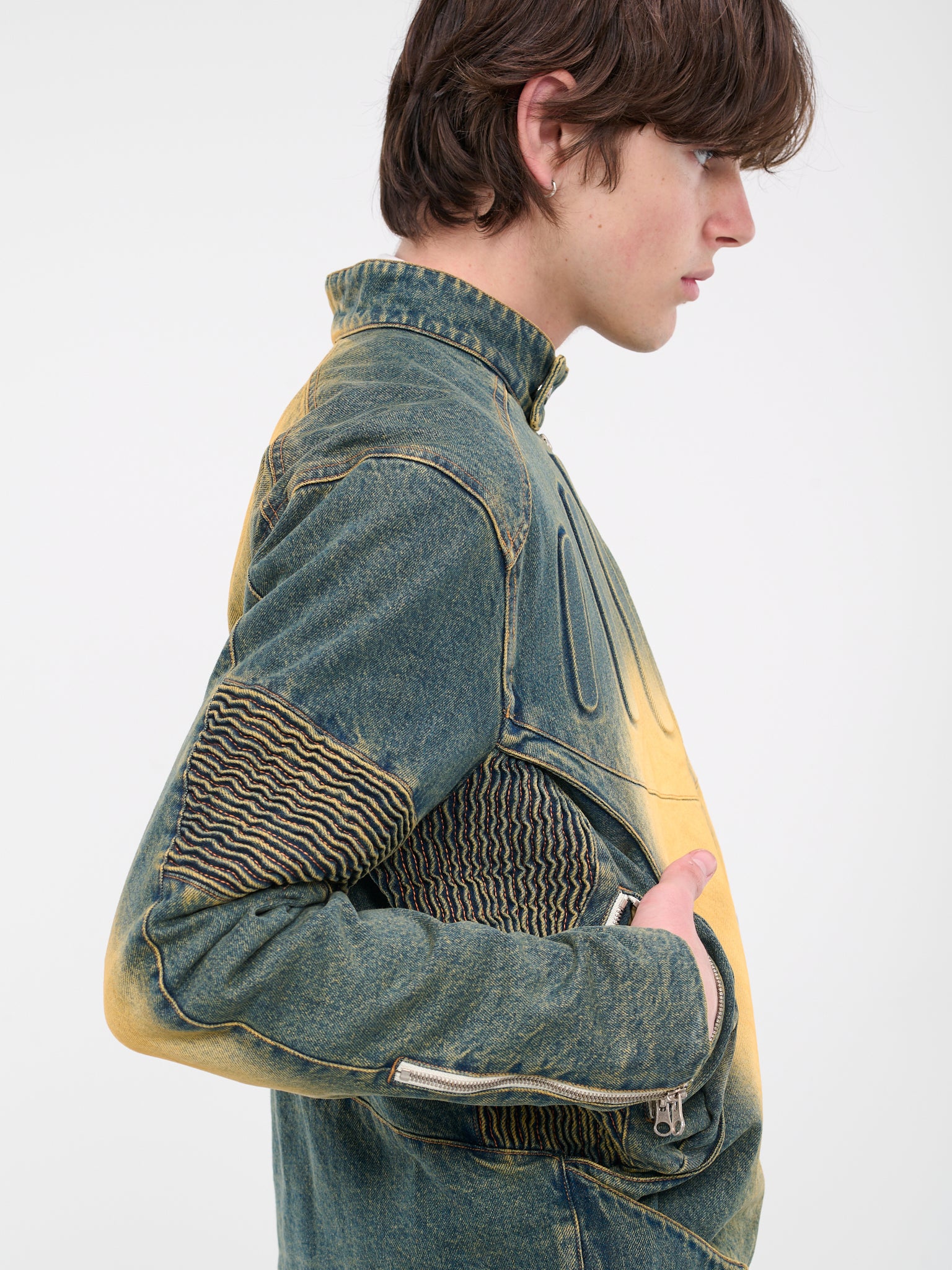 Embossed Denim Jacket (J08-WASHED-GREEN)