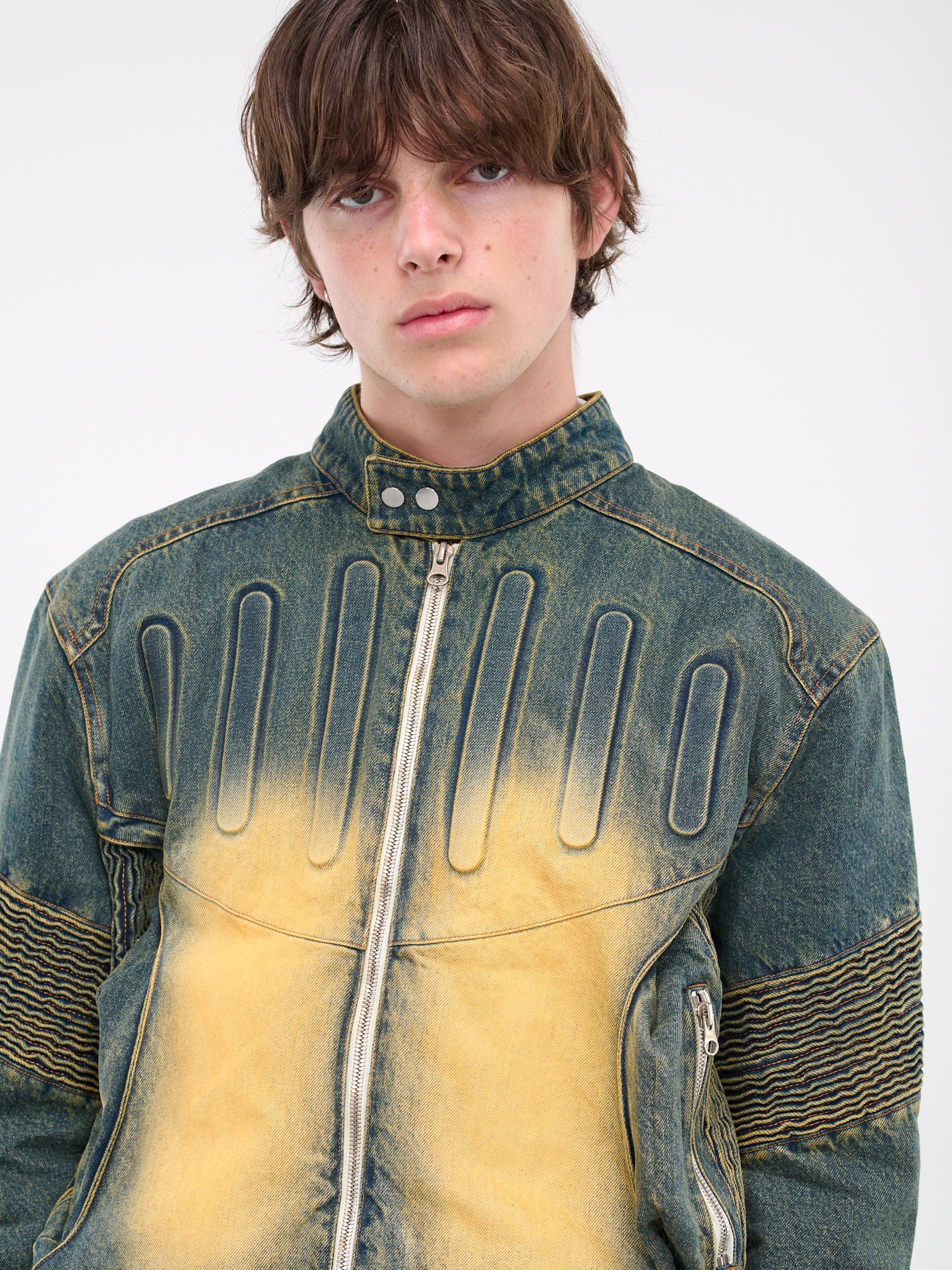 Embossed Denim Jacket (J08-WASHED-GREEN)