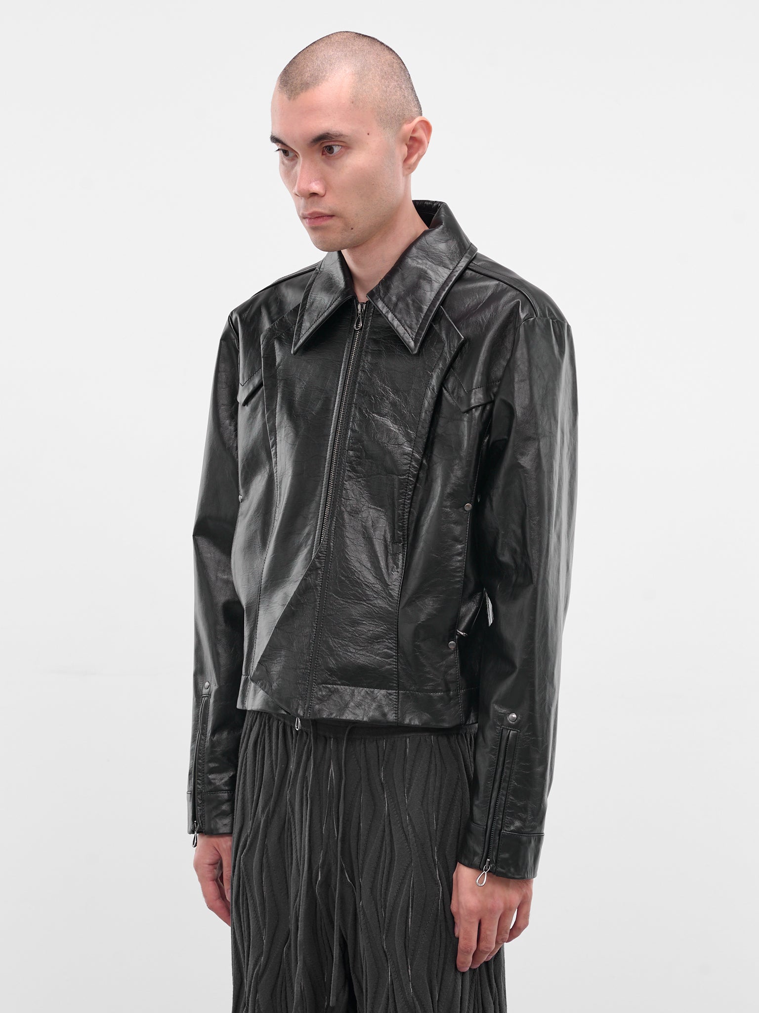 Black Kraner Leather Zip Jacket (J09-37-RAVEN-BLACK)