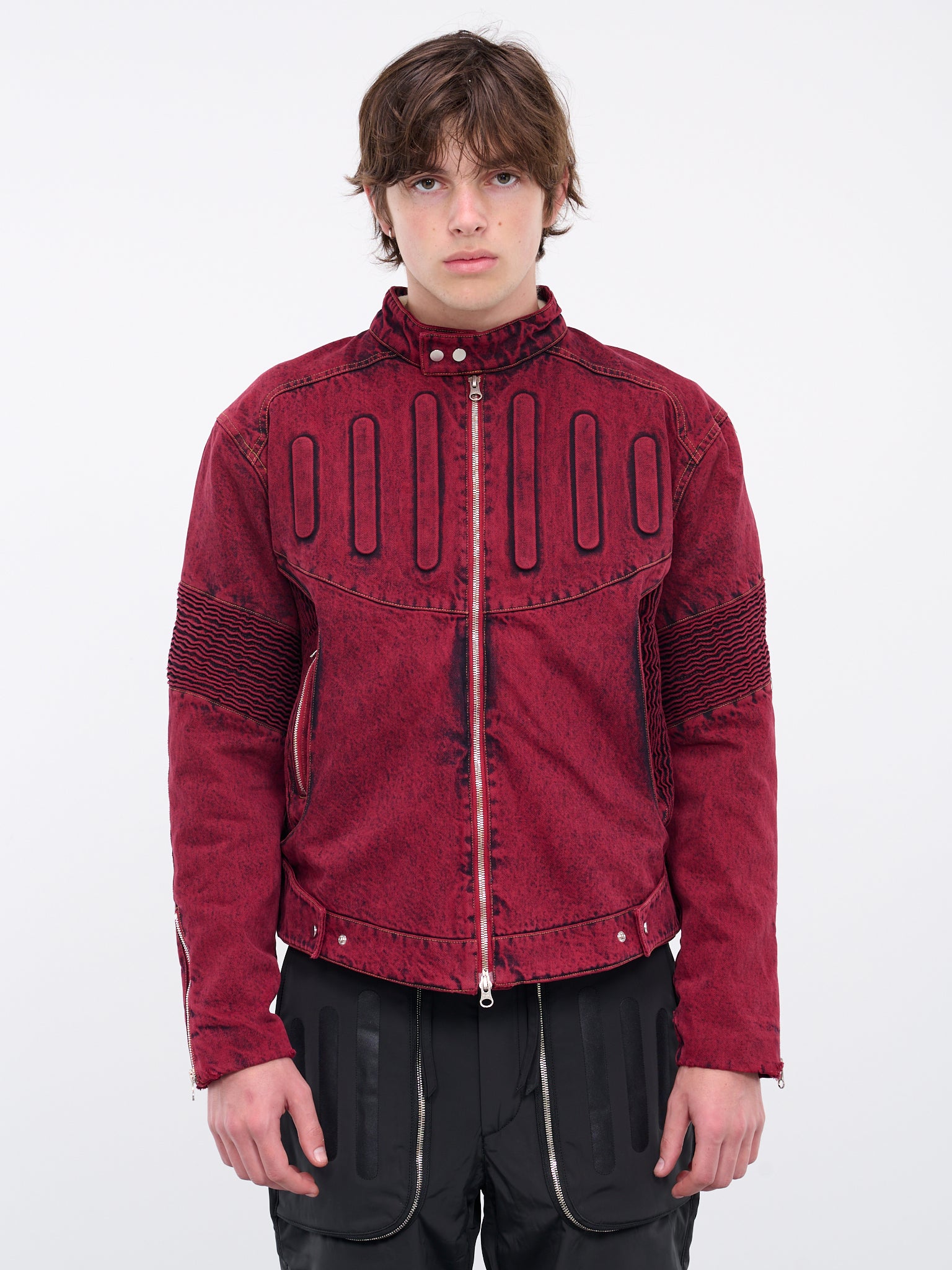 Embossed Denim Jacket (J09-WASHED-RED)