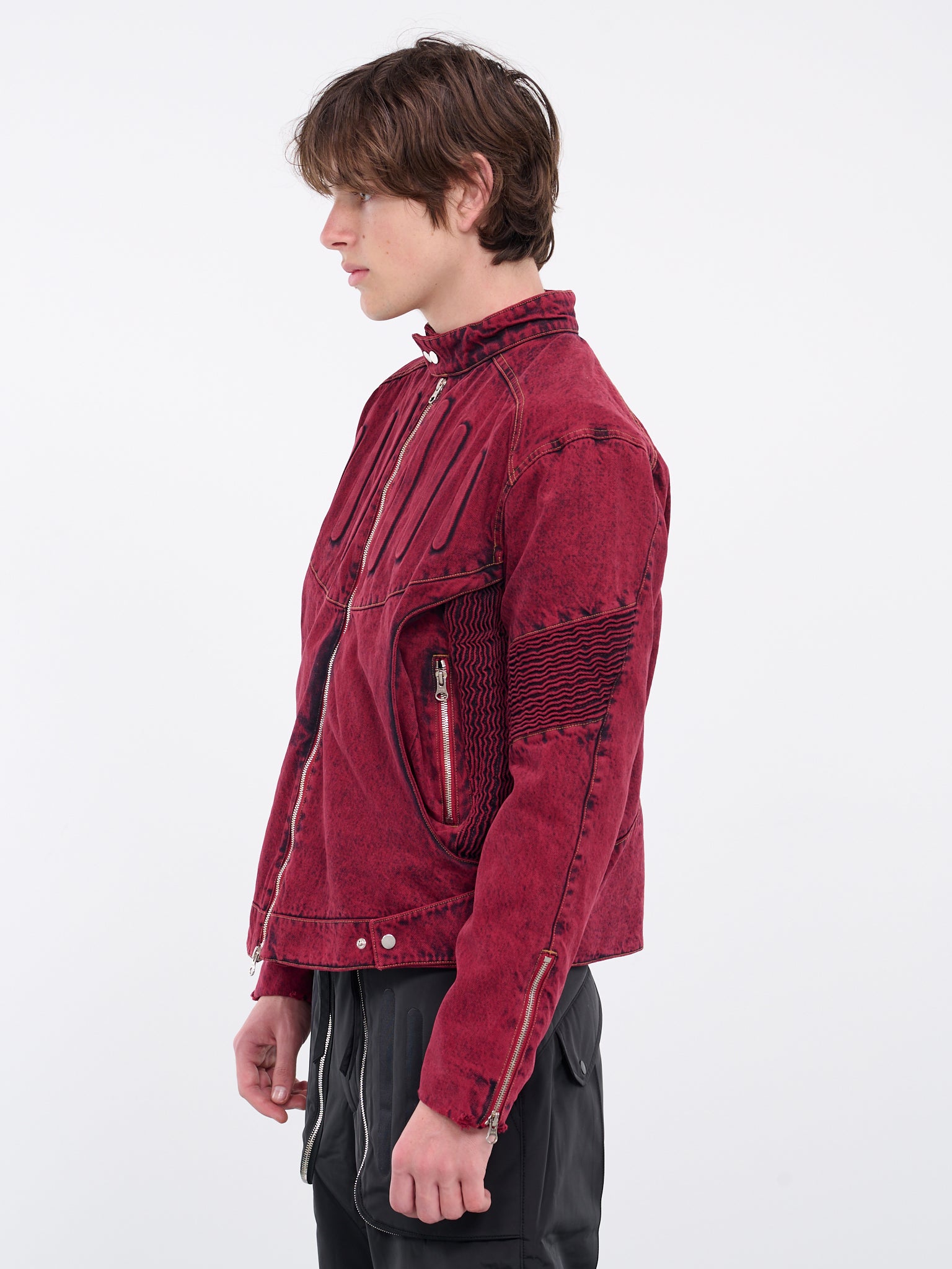 Embossed Denim Jacket (J09-WASHED-RED)